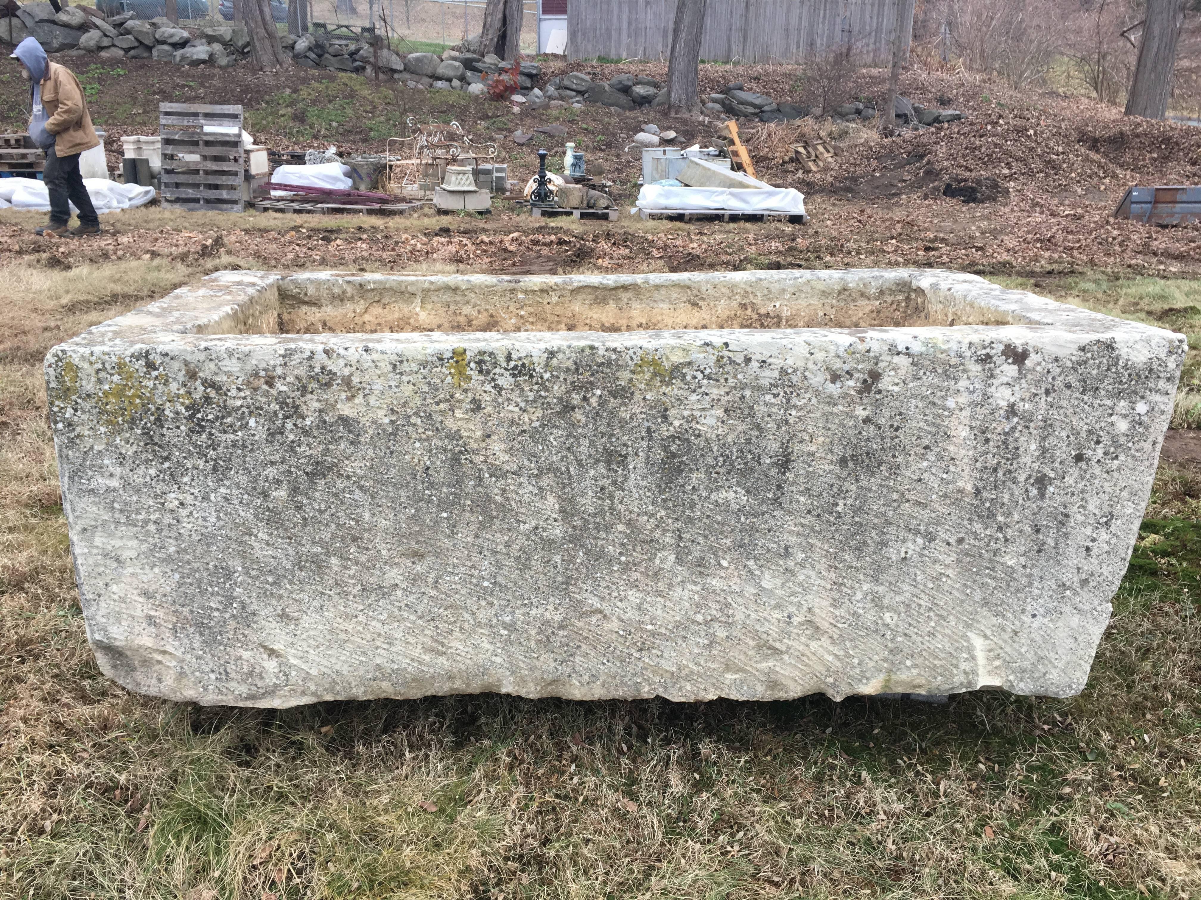 Enormous 18th Century Hand-Carved French Limestone Trough 1