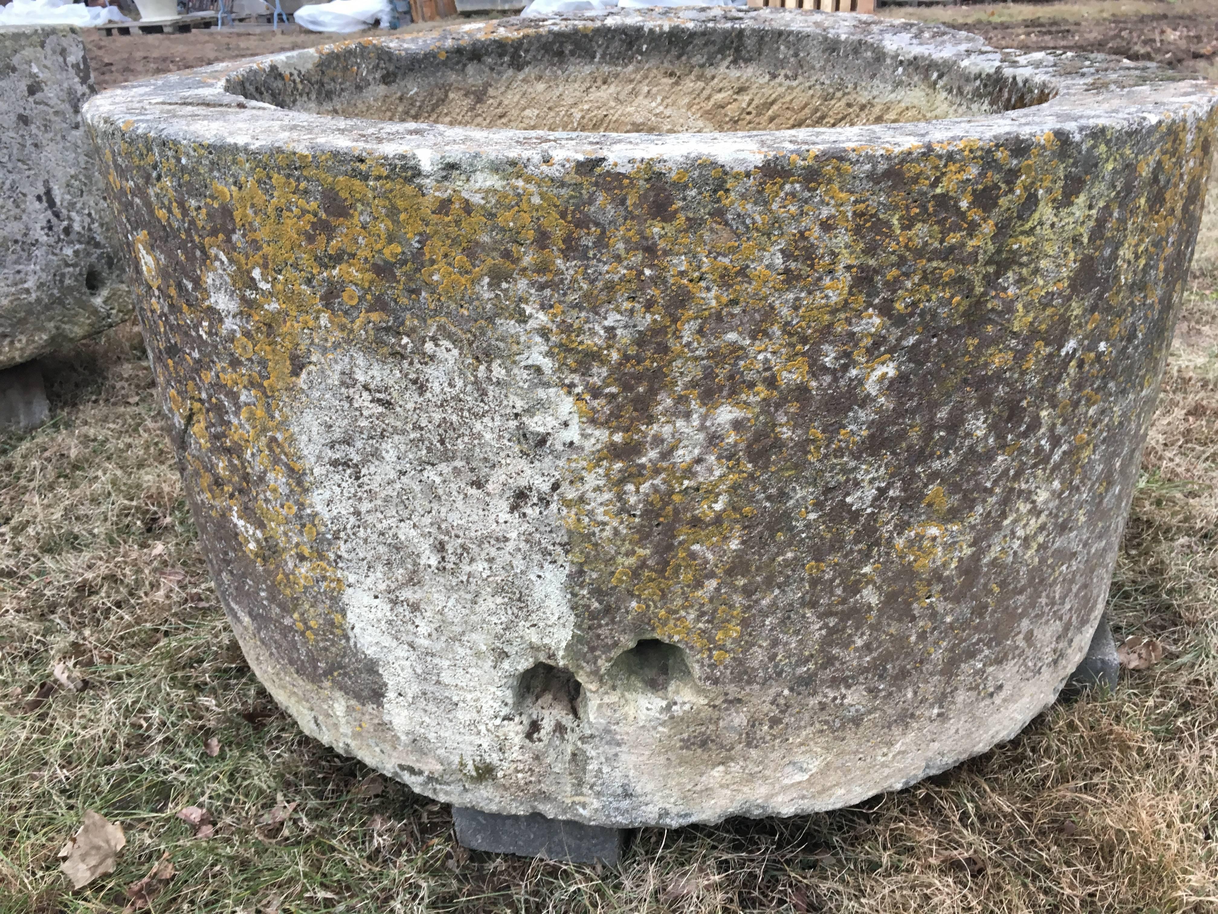 Rare and Very Large Round 18th Century French Hand-Carved Limestone Trough 2