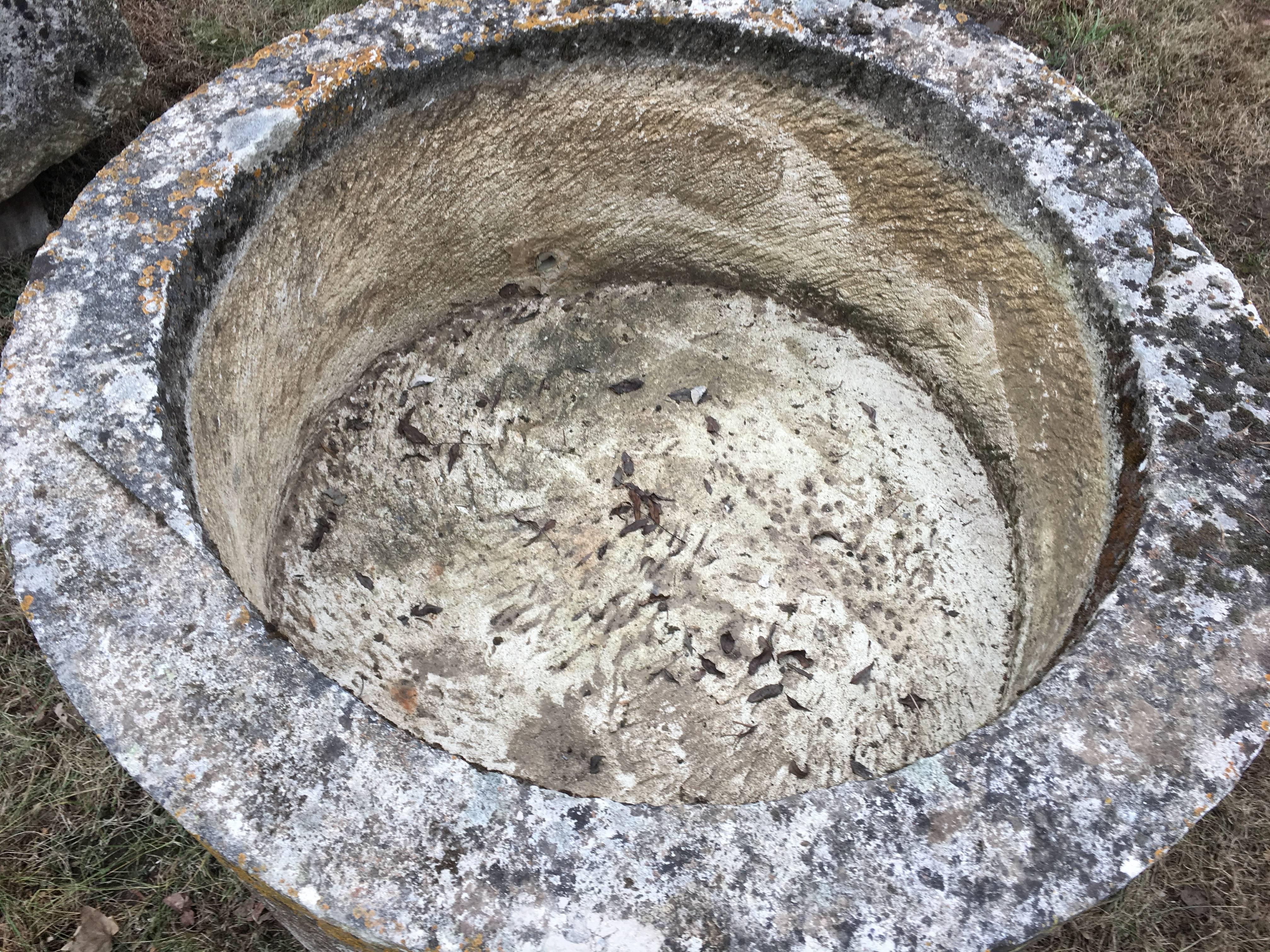 Rare and Very Large Round 18th Century French Hand-Carved Limestone Trough 3