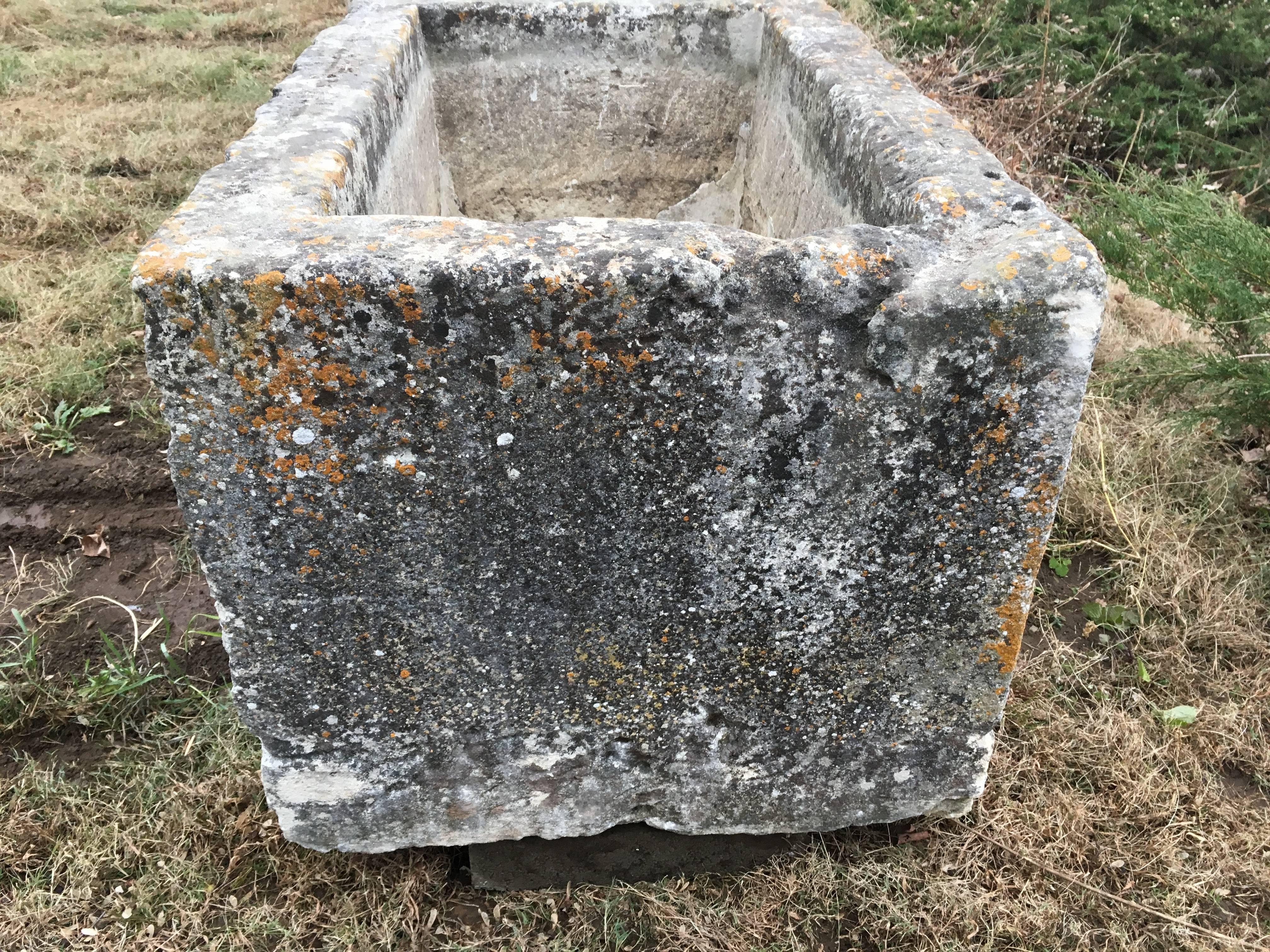 Large 18th Century French Hand-Carved Limestone Trough In Excellent Condition In Woodbury, CT