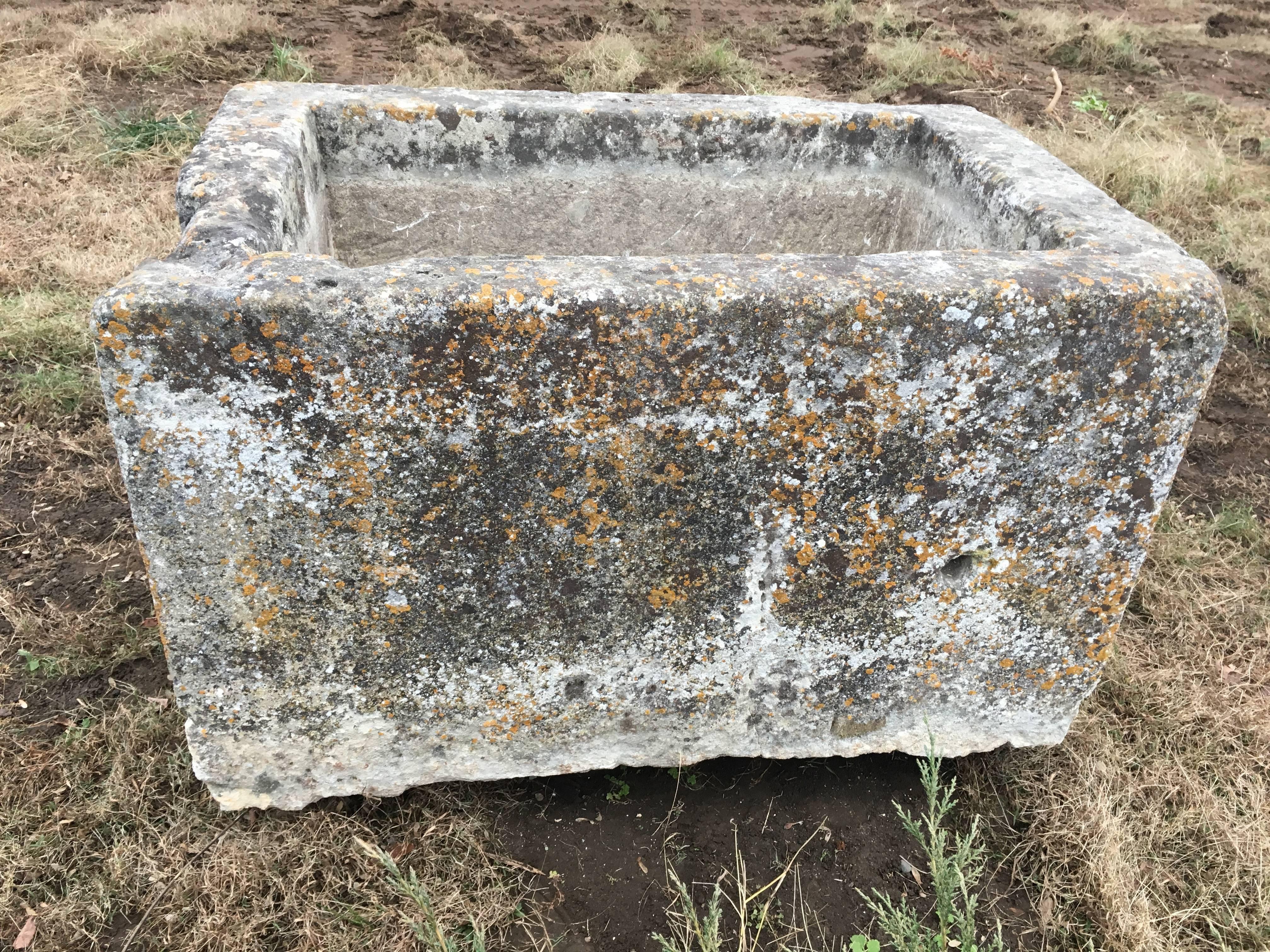 Large 18th Century French Hand-Carved Limestone Trough 2