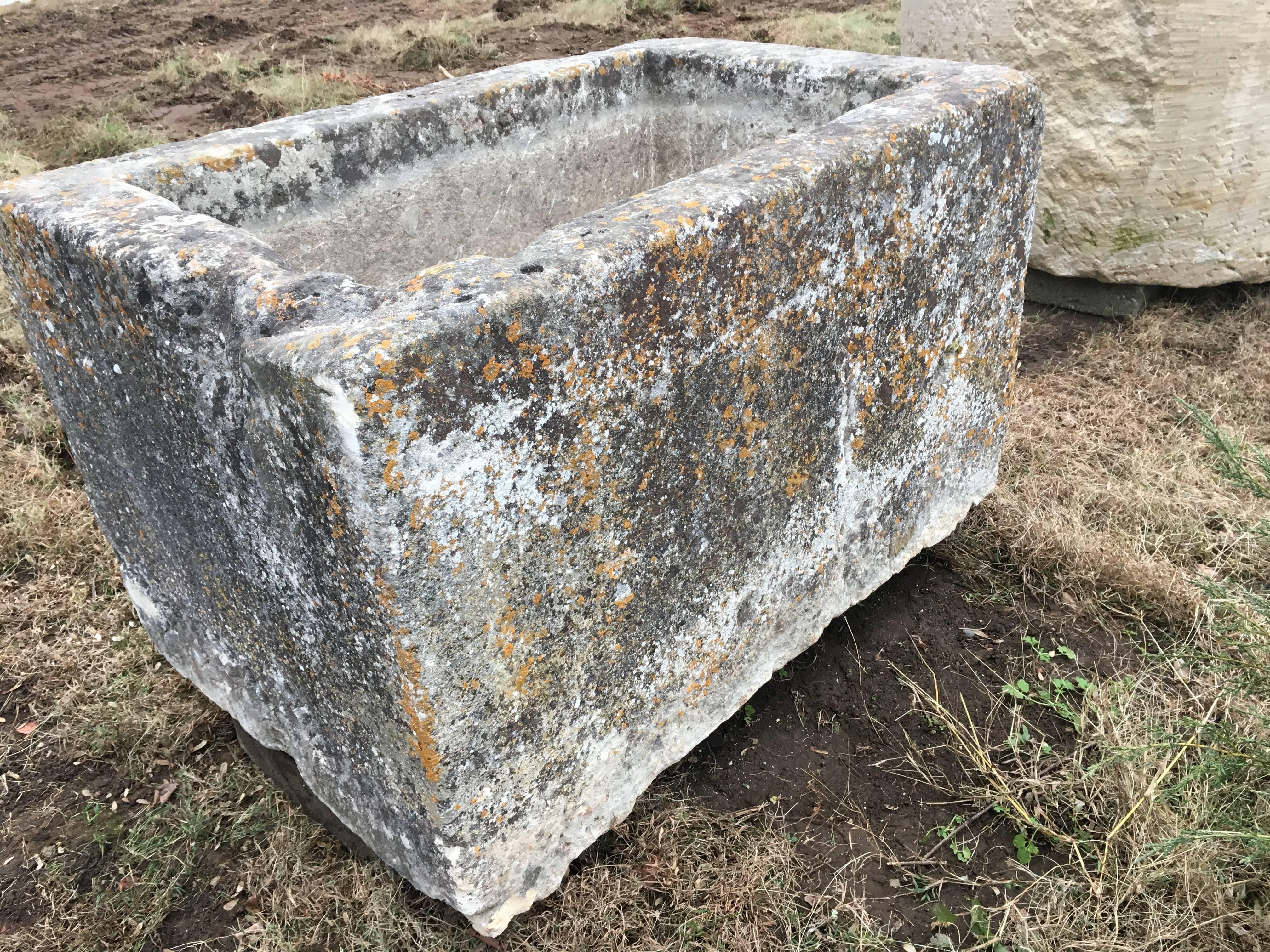 Large 18th Century French Hand-Carved Limestone Trough 1