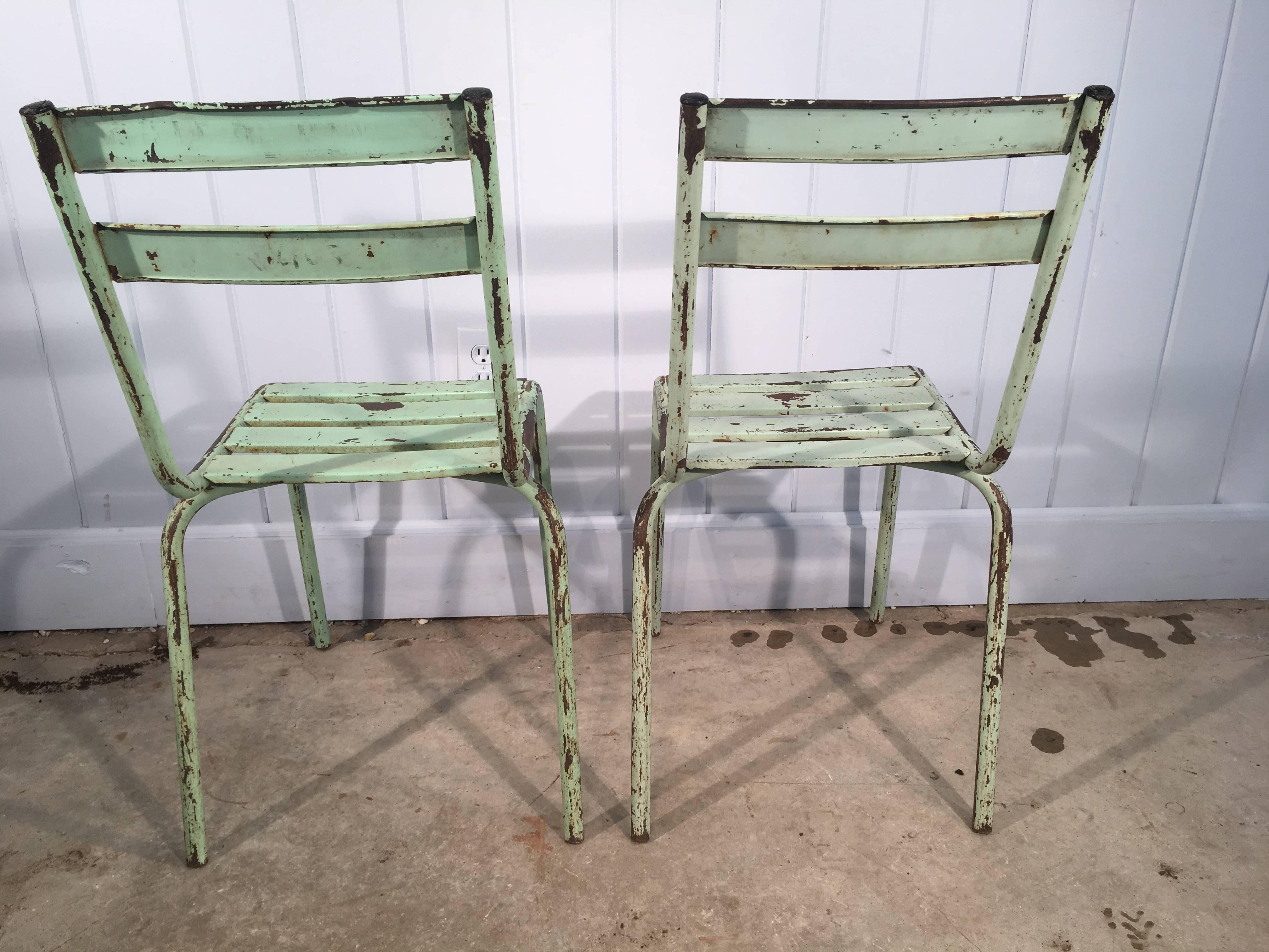 Set of Six French Painted Steel Garden Chairs 2