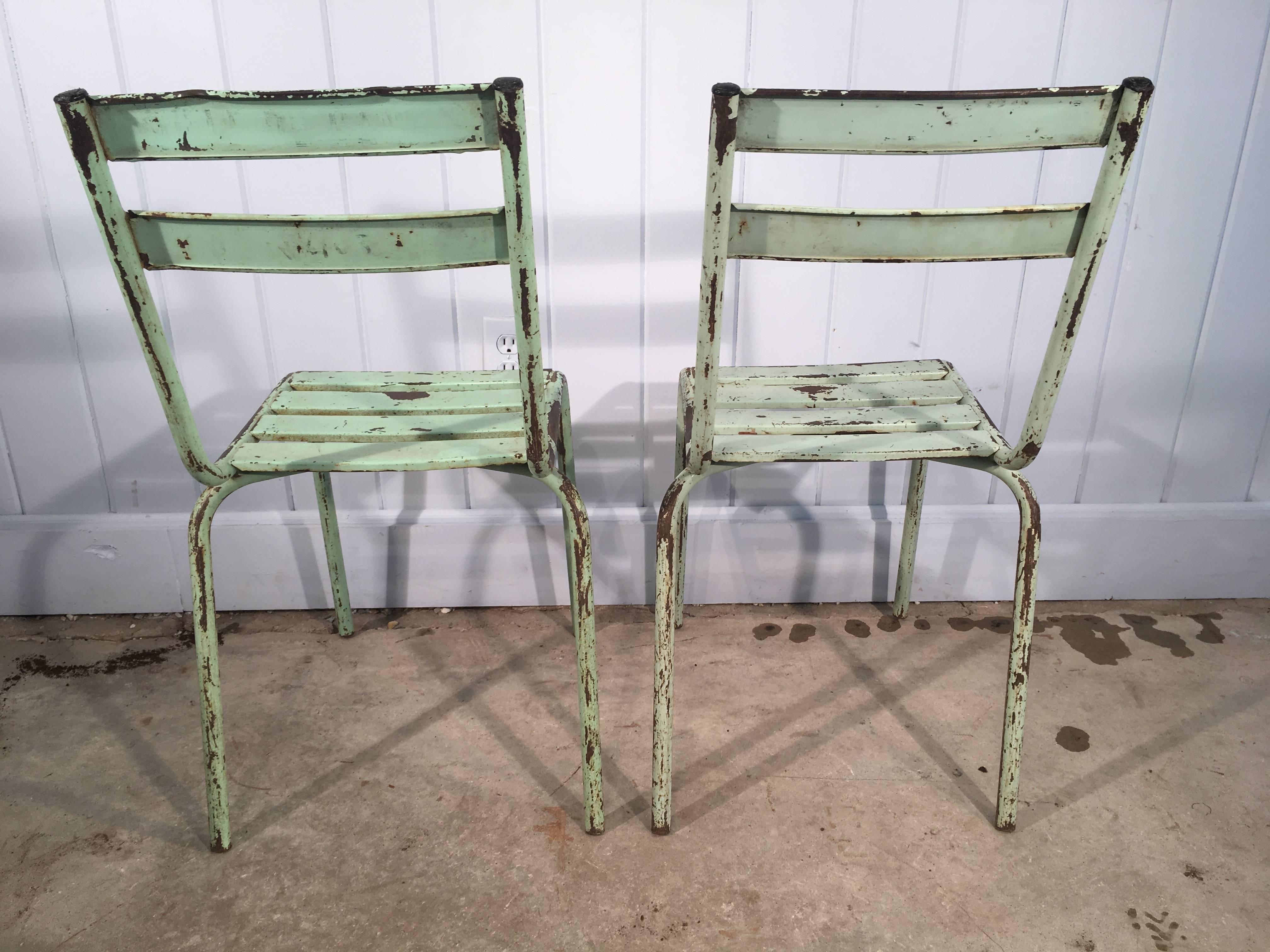 Set of Six French Painted Steel Garden Chairs 3