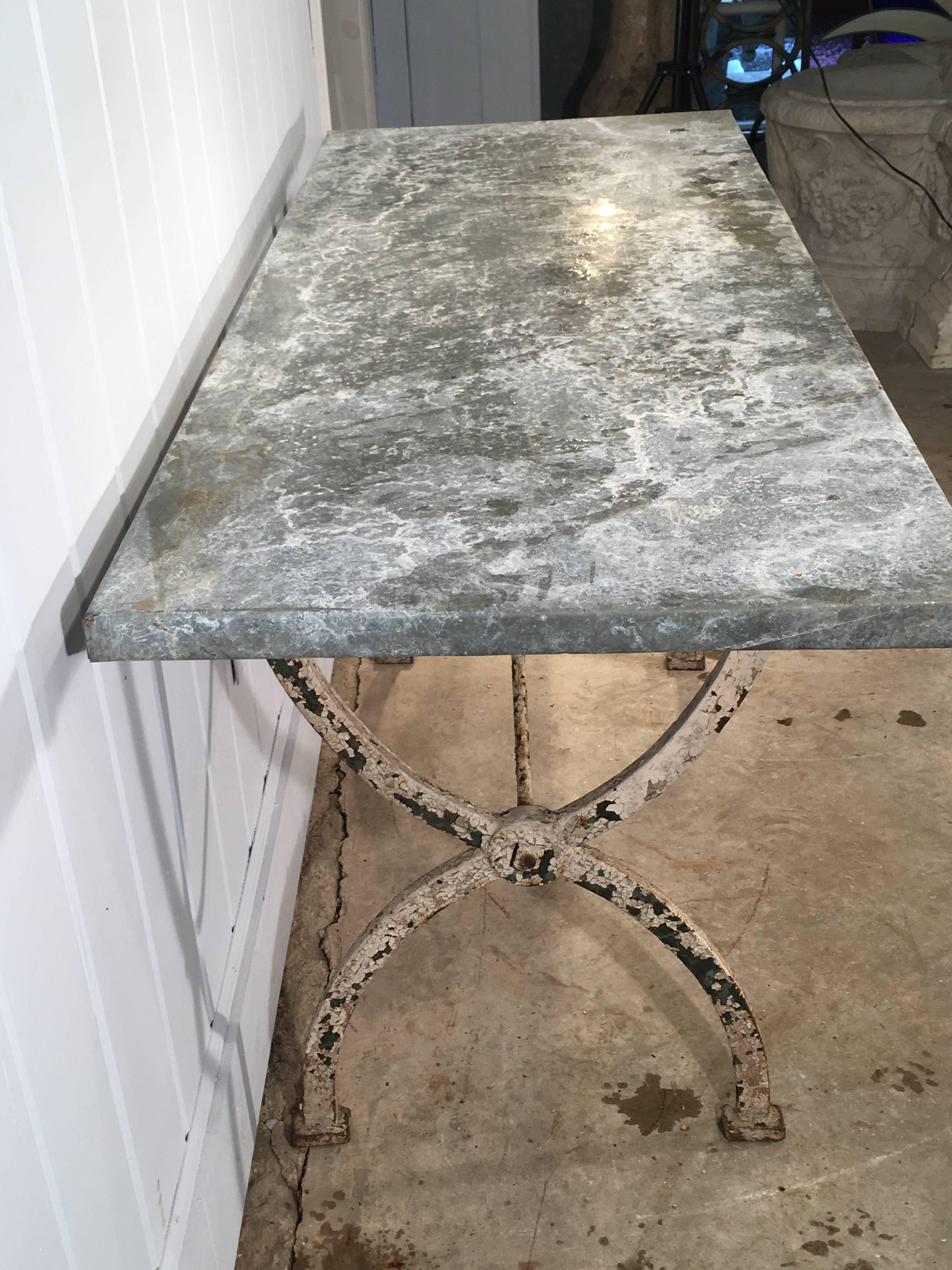 20th Century French Rectangular Wrought Iron Zinc-Topped Table #1
