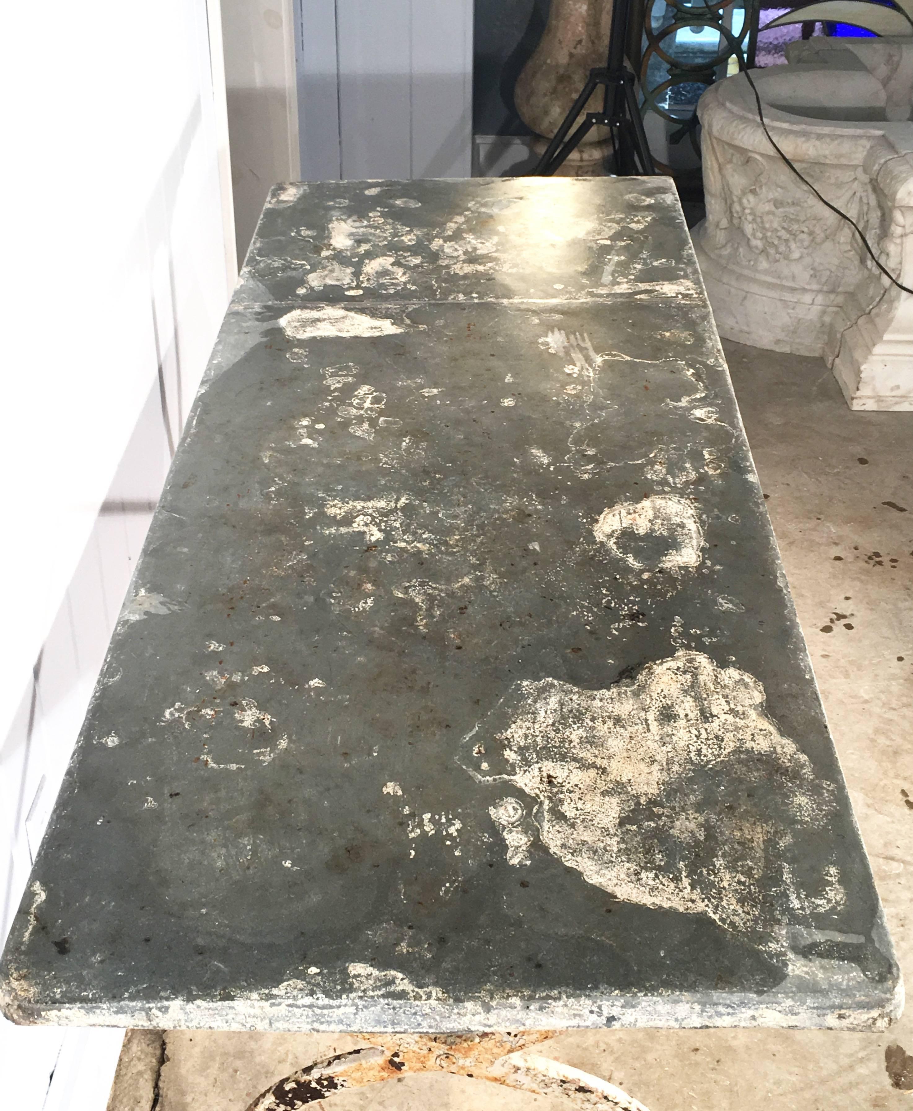 French Rectangular Wrought Iron Zinc-Topped Table #2 1