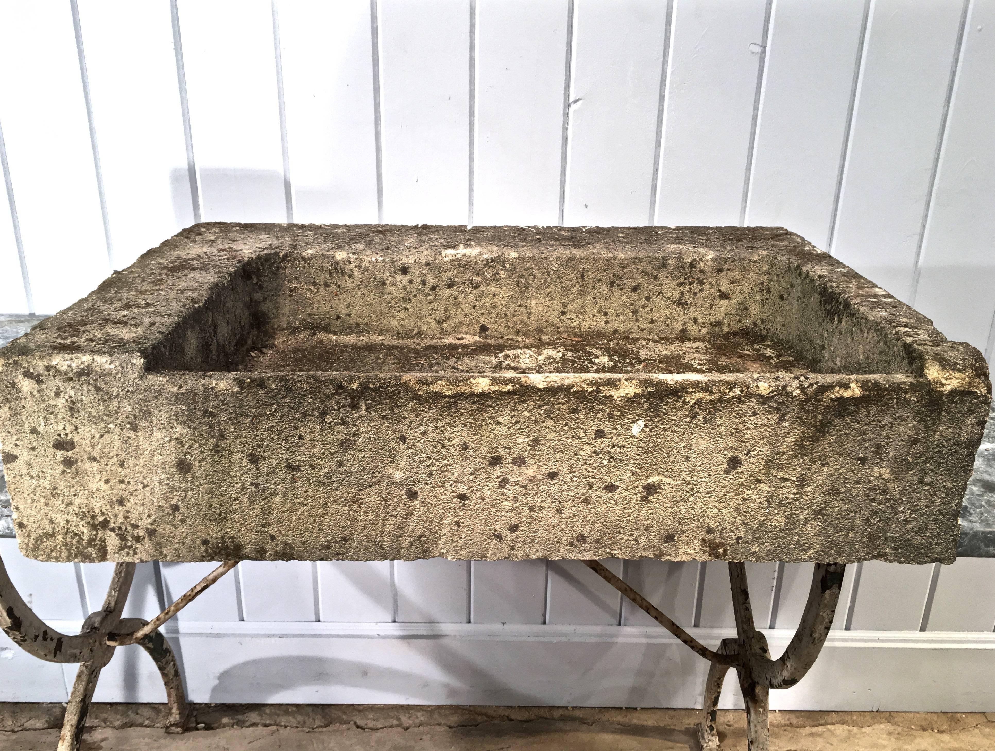 French Midcentury Carved Stone Sink 1