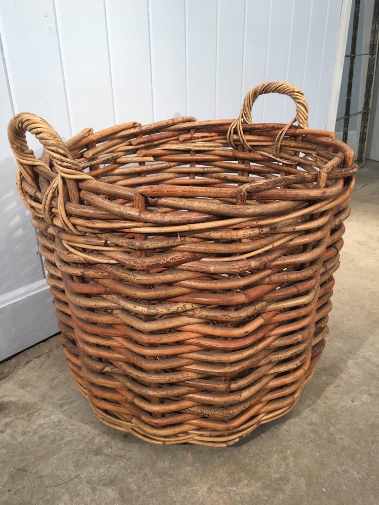 Large French Wicker Boulangerie Basket with Handles at 1stDibs