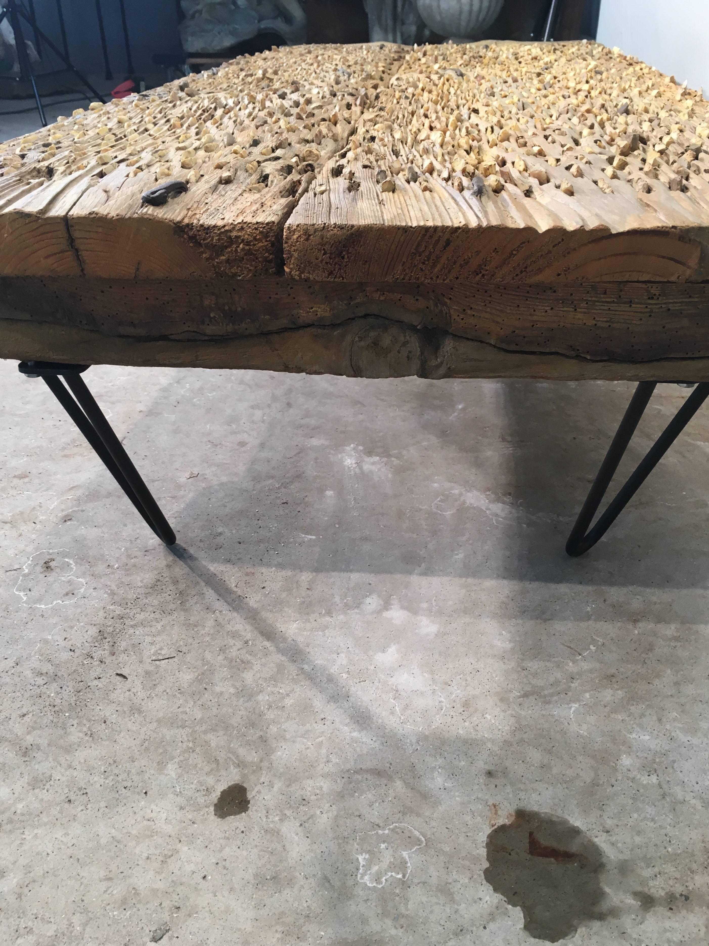 19th Century Unusual Coffee Table Made from a 200 Year-Old Honey-Brown Tribulum For Sale