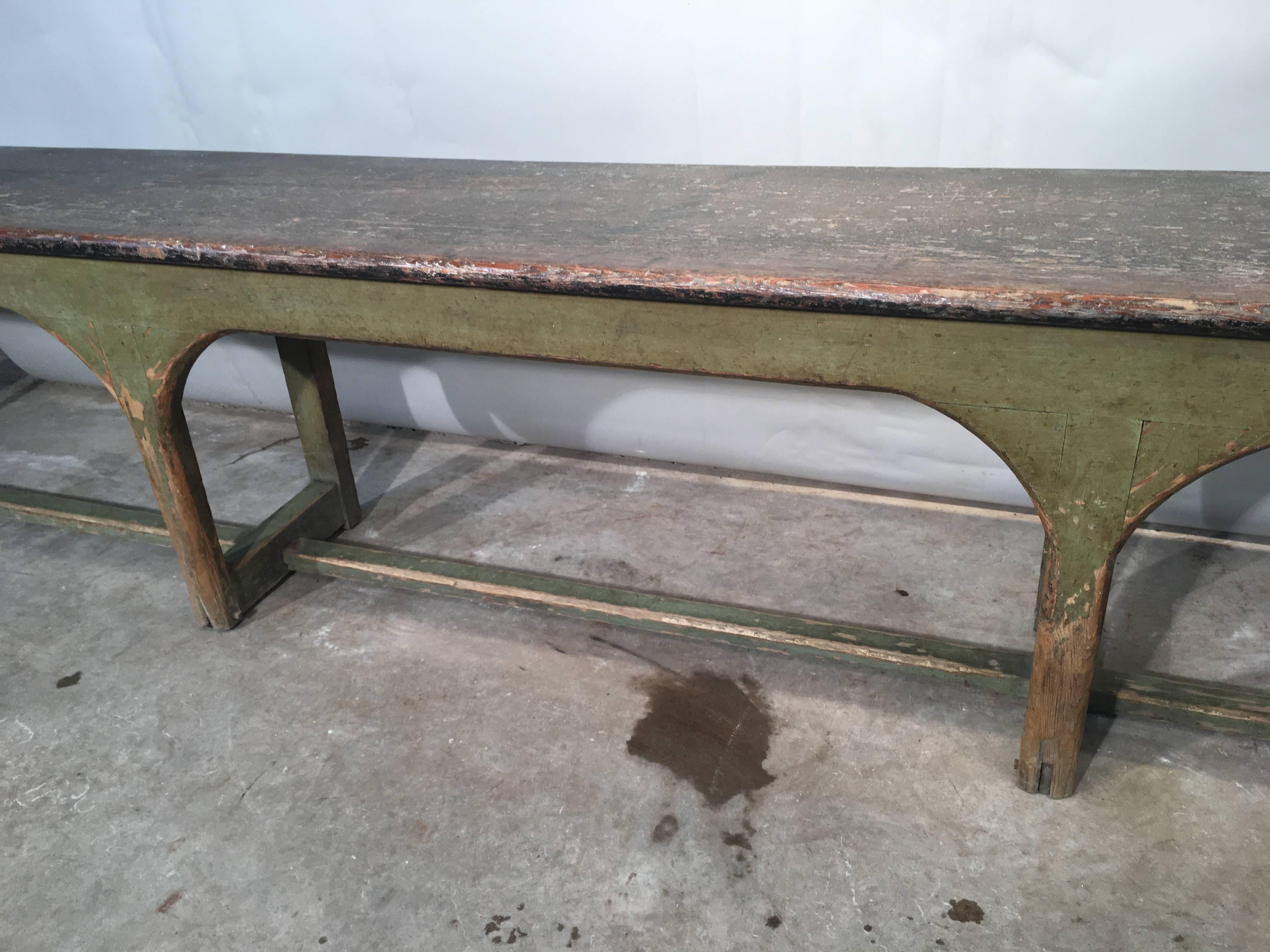 Hand-Crafted French Bistro Bench in Original Paint