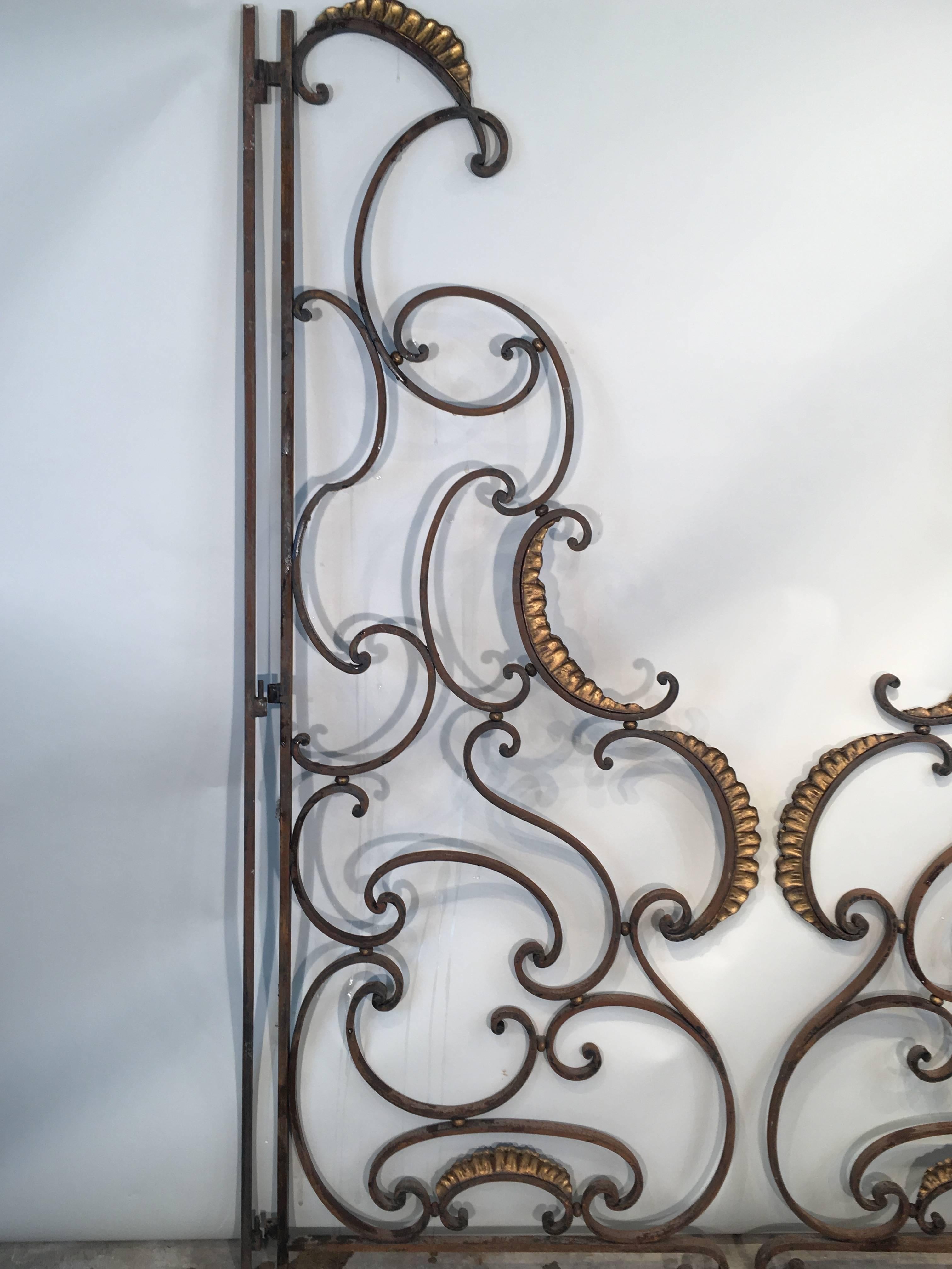 Hand-Crafted Pair of French Beaux Arts Wrought Iron Balcony Dividers or Gates
