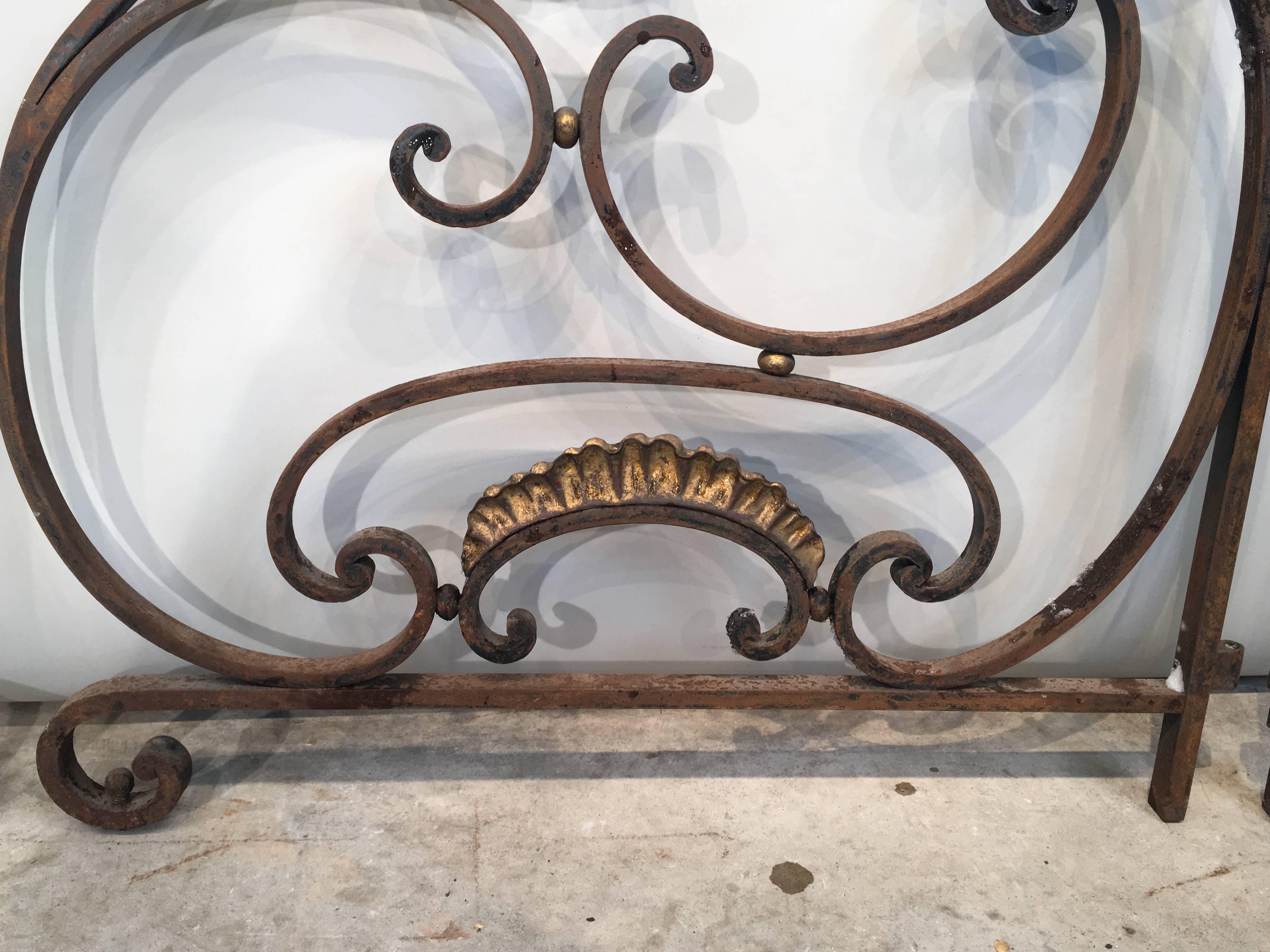 Pair of French Beaux Arts Wrought Iron Balcony Dividers or Gates 1
