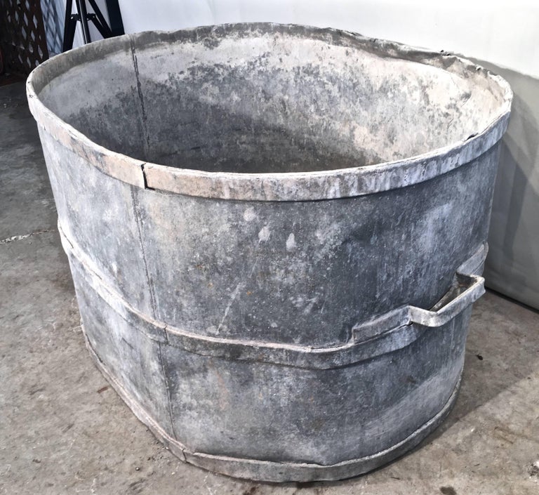 Very Large Oval French Zinc Tub Planter or Fountain For Sale at 1stDibs