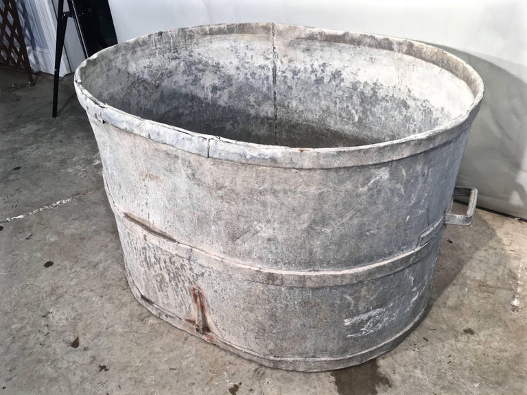 Very Large Oval French Zinc Tub Planter or Fountain For Sale at 1stDibs
