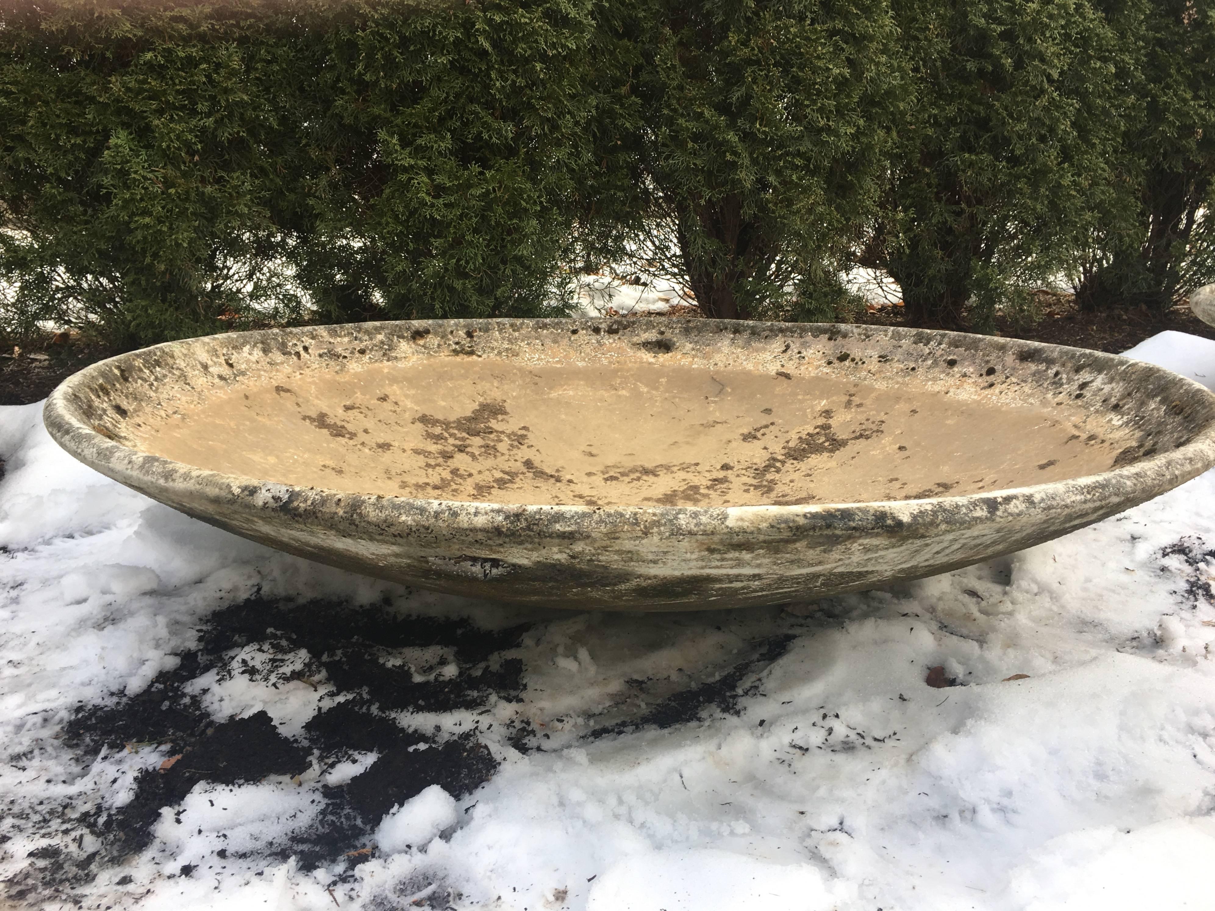 Hand-Crafted Enormous Willy Guhl Saucer Planter in Chippy Aqua Paint