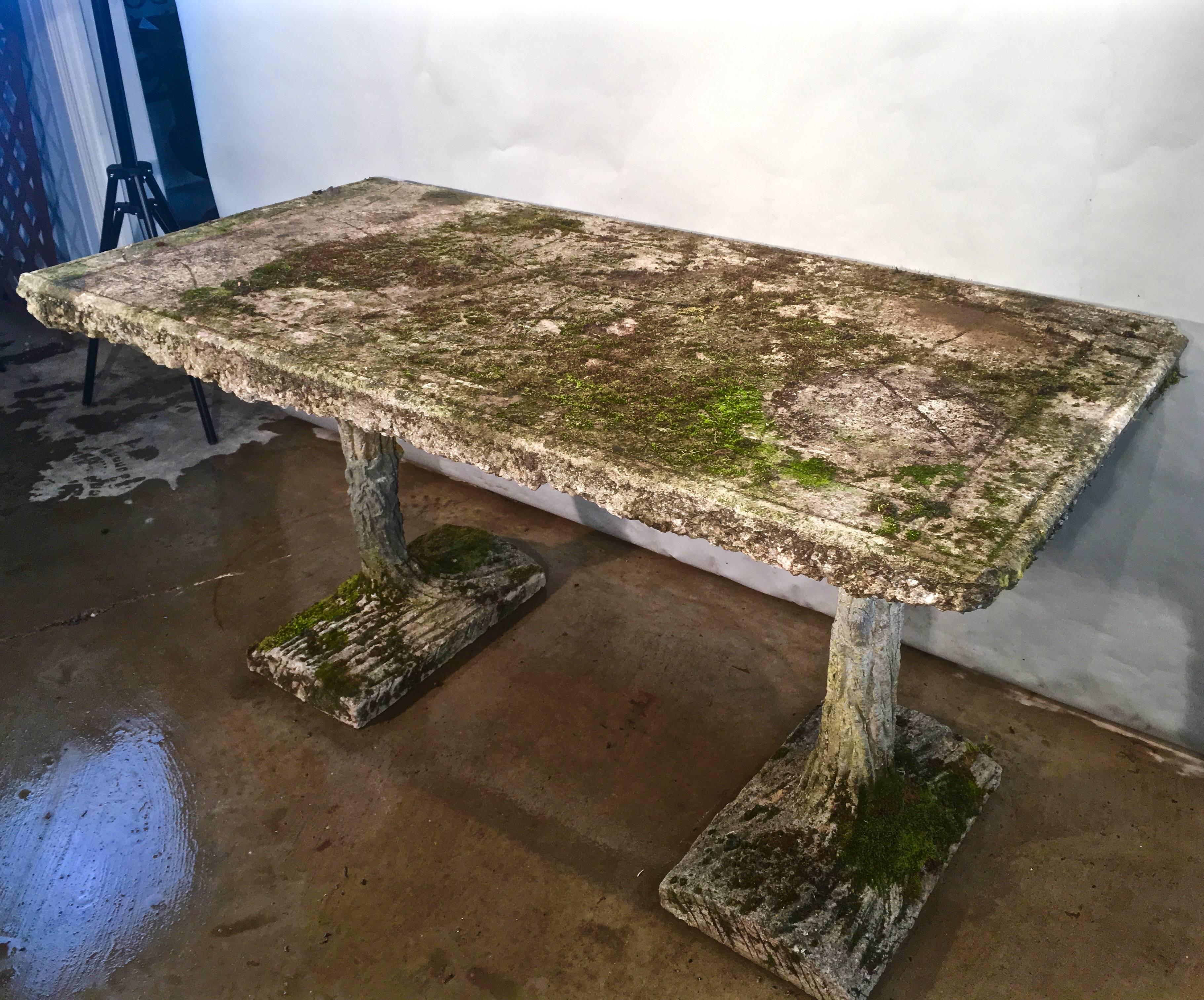 Rustic Rare Form French Rectangular Faux Bois Table