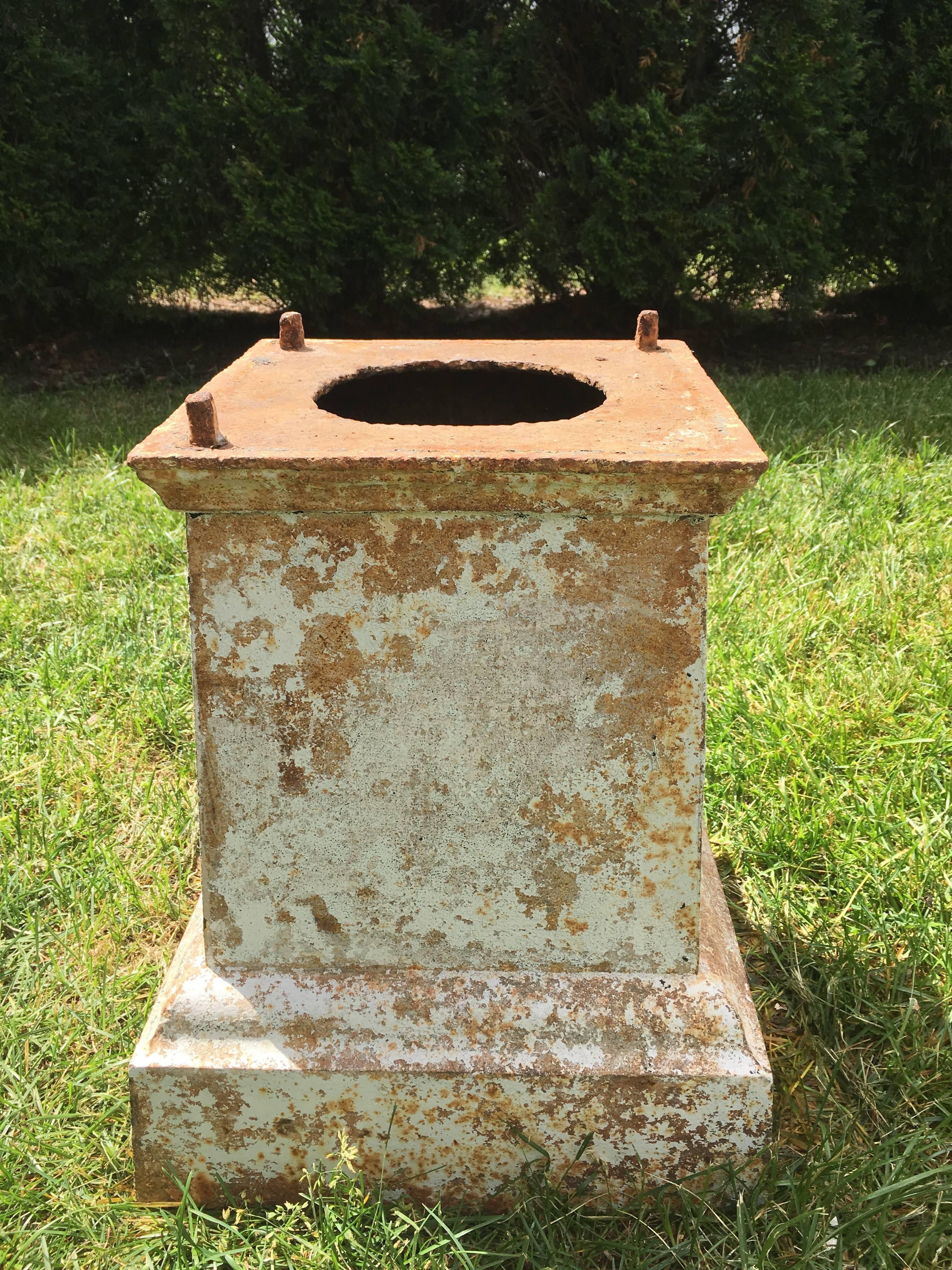 Classical Pair of 19th Century Cast Iron Campana Urns on Original Plinths 4