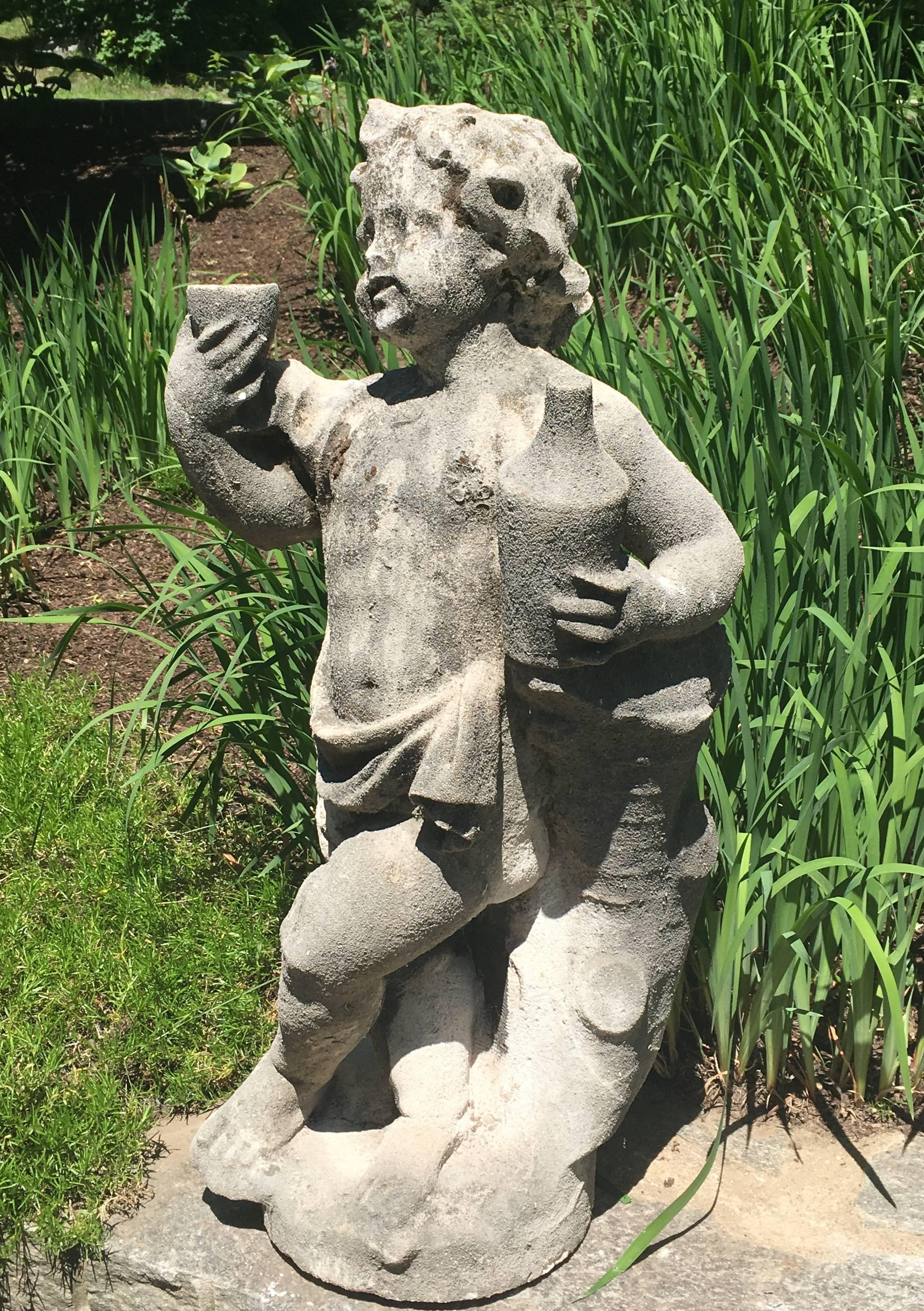 Limestone 18th Century Pierre De Seine Statue of Youthful Dionysus