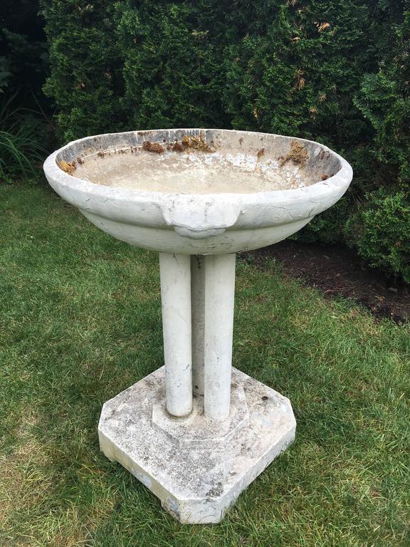 Commanding Mid Century Modern Cast Stone Font Planter Birdbath For Sale At 1stdibs