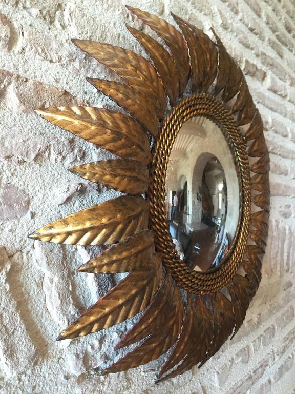 French Mid-Century Modern Sunburst Mirror For Sale