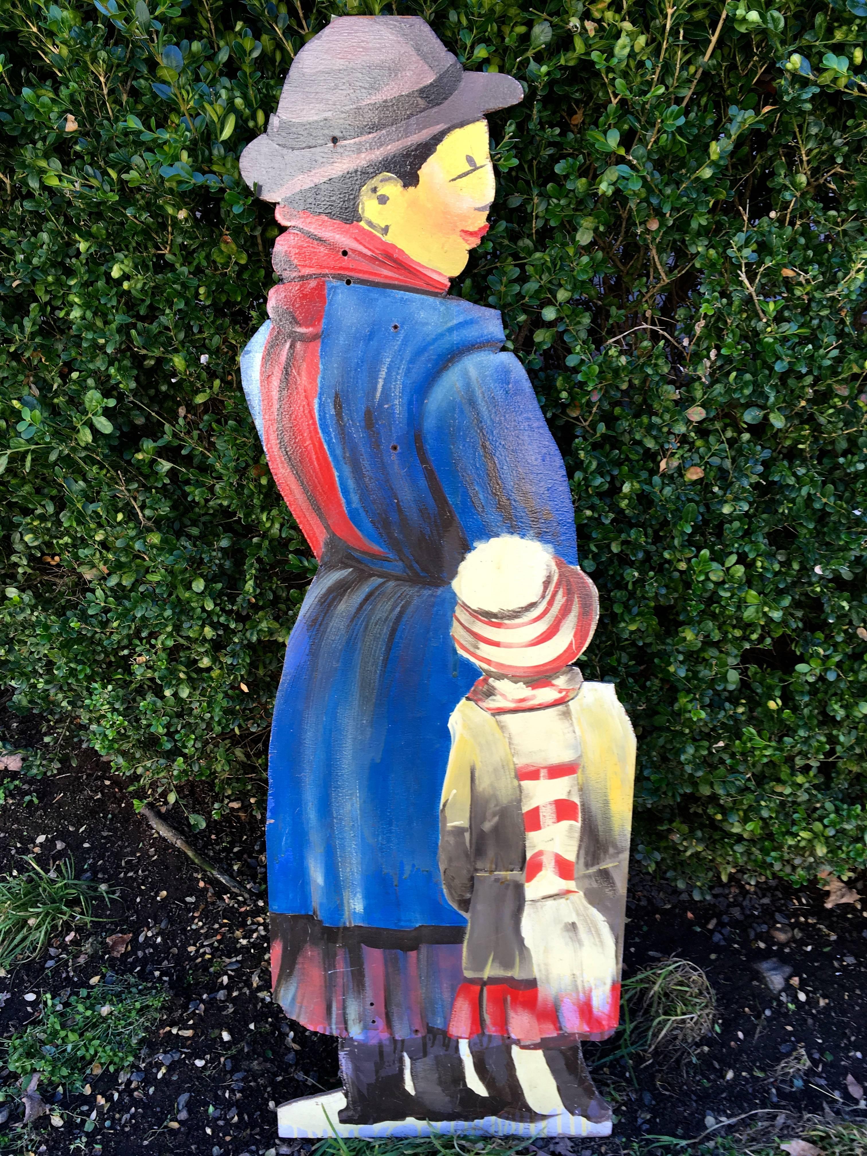 Edwardian Set of Large Painted Holiday/Winter Village Scene Figures For Sale