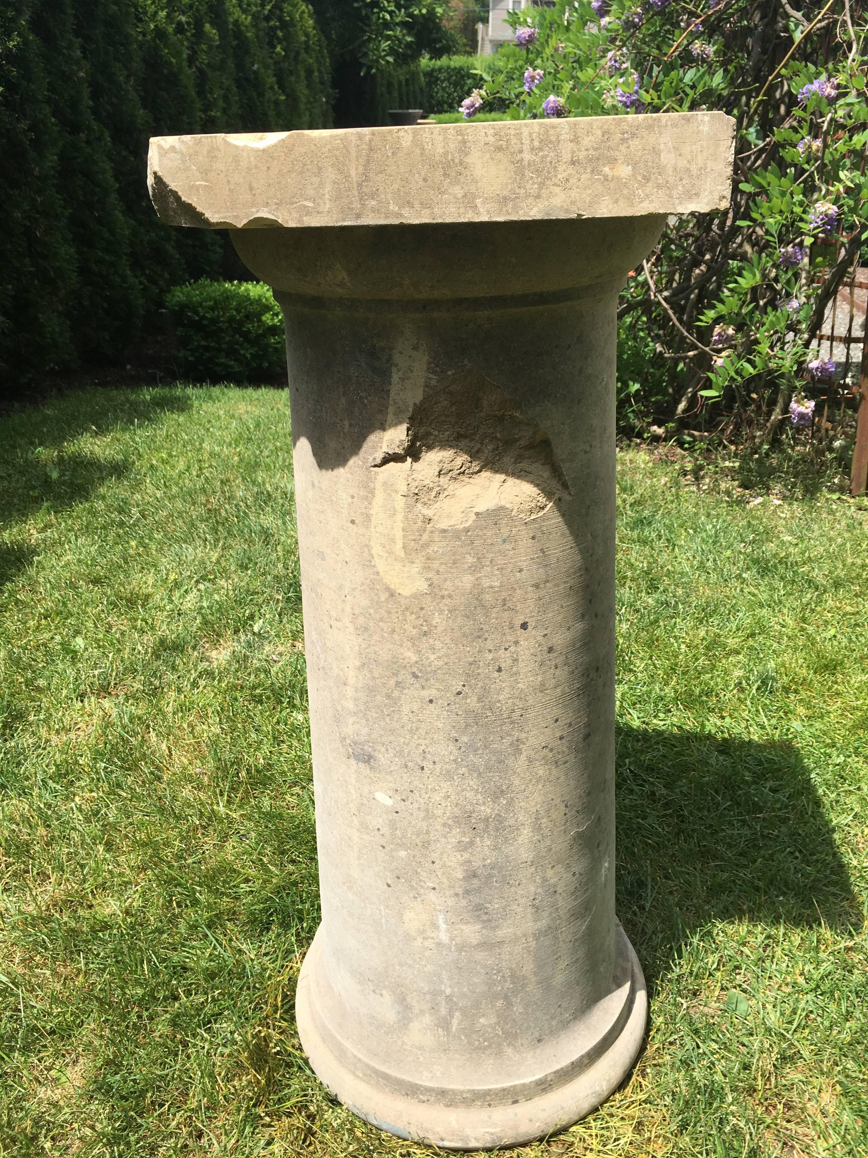 Pair of Tall Carved Stone Pedestals or Columns, English, circa 1860 In Good Condition In Woodbury, CT