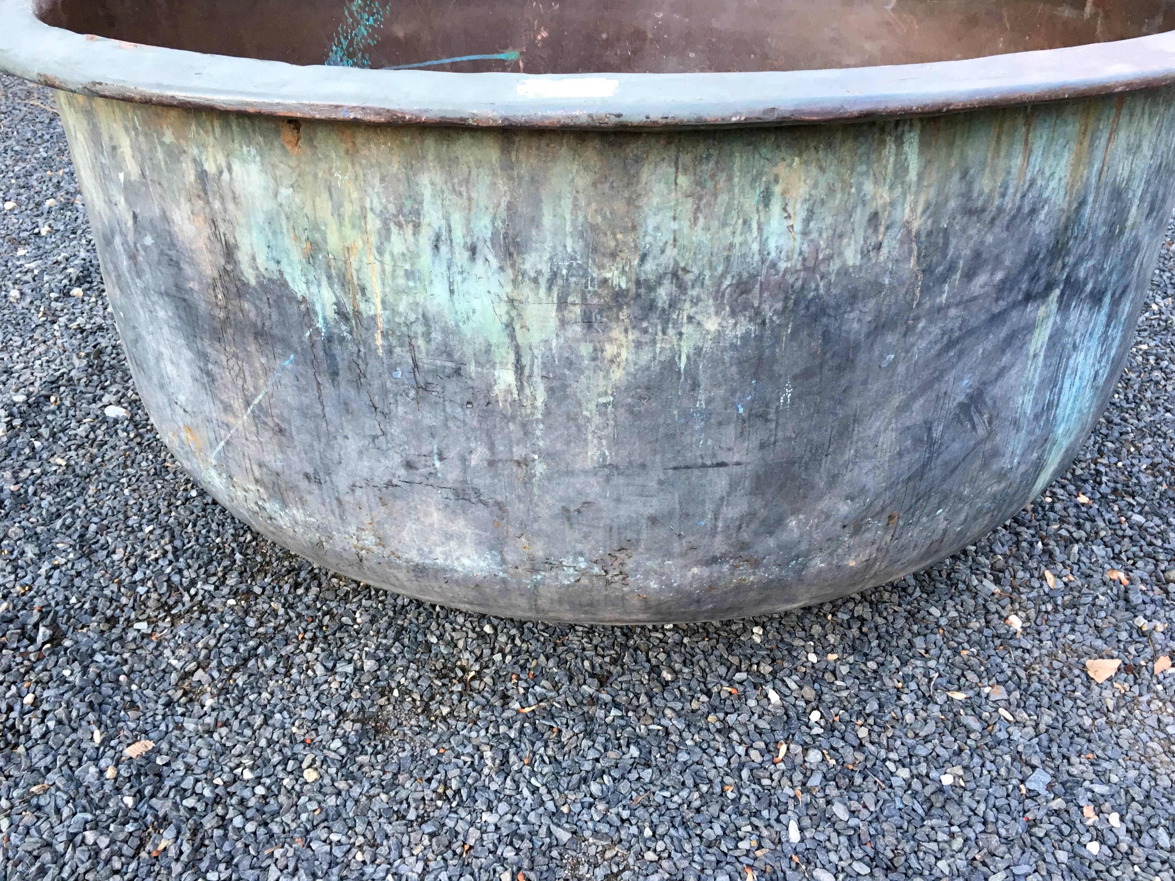 Hand-Crafted Huge 19th C French Copper Cheese Vat Planter