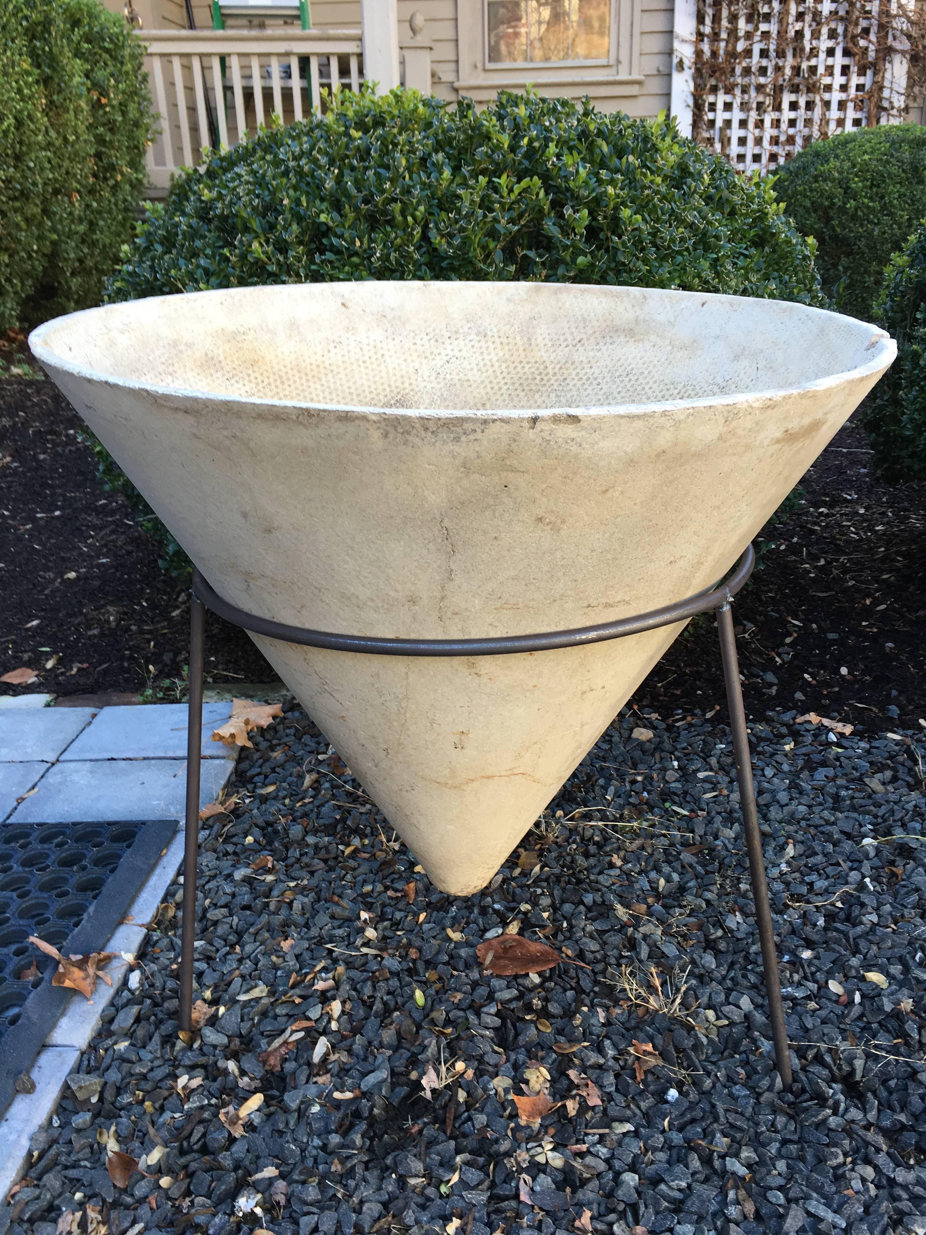 Pair of Rare Willy Guhl Conical Planters in Stands 2