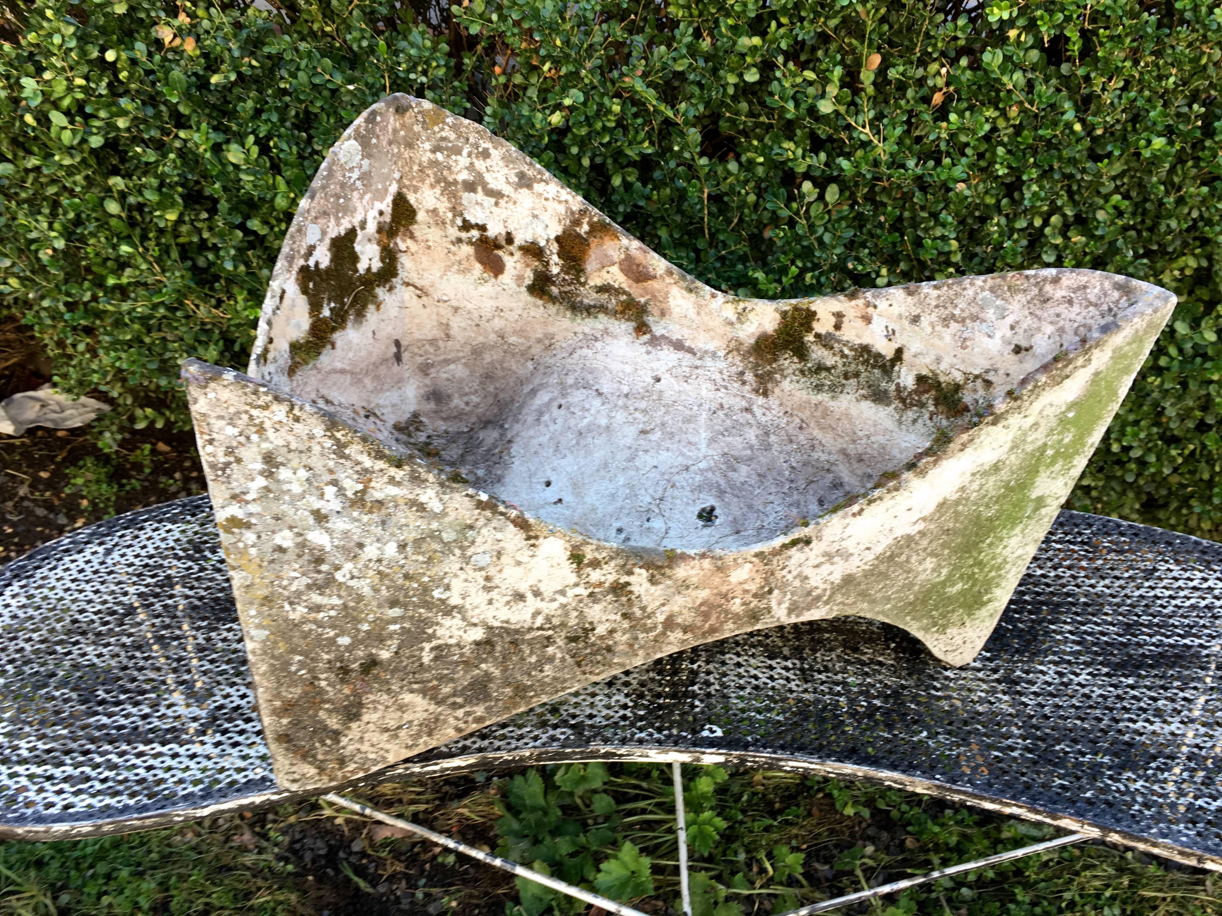 What a find! We never see these rare and very sculptural Wily Guhl free-form planters, but were lucky enough to score a pair on our last buying trip. Both are in perfect condition with amazing mossy and lichened patina and have incised production