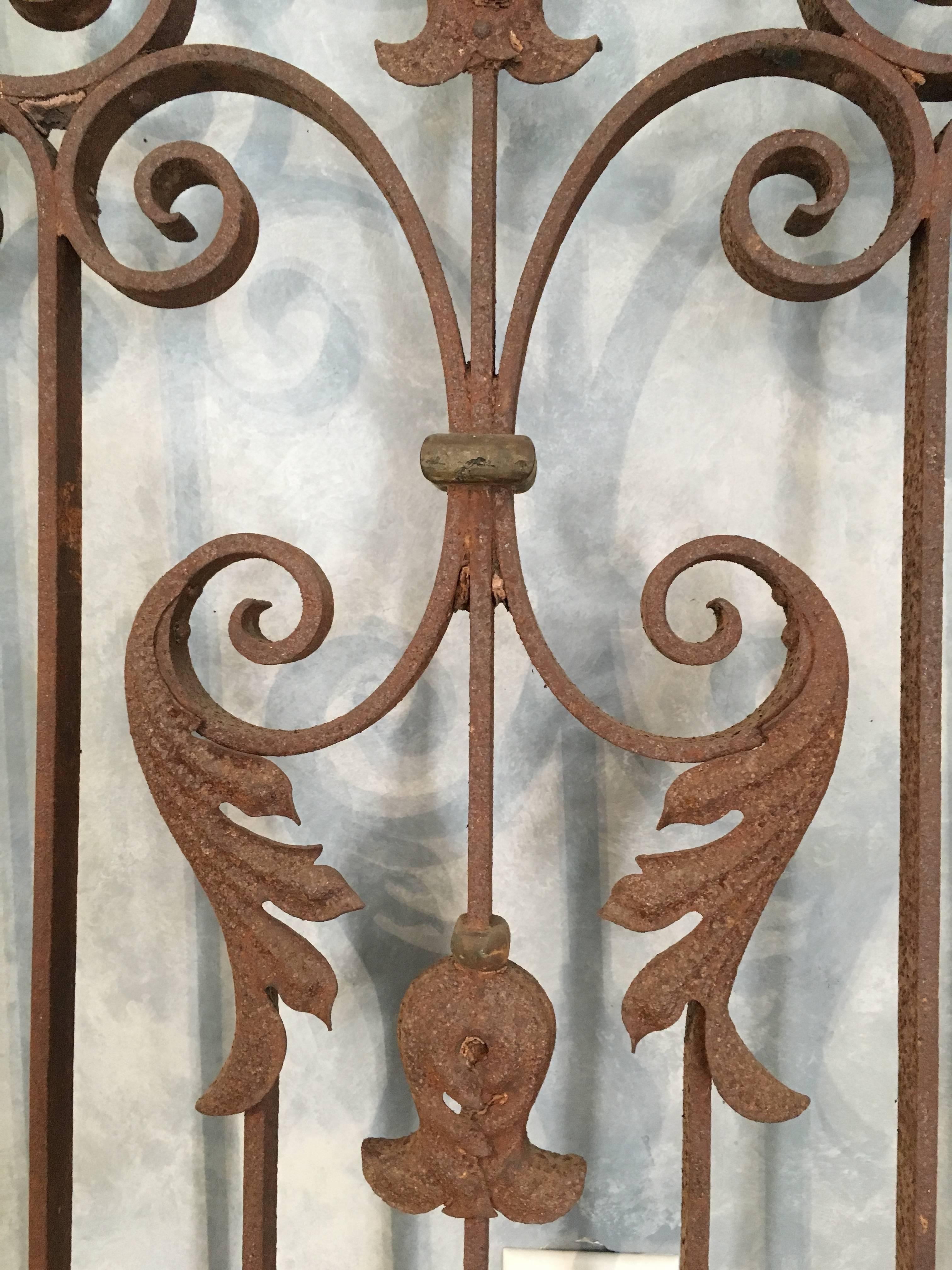Very Tall 19th Century French Wrought Iron Gate In Good Condition In Woodbury, CT