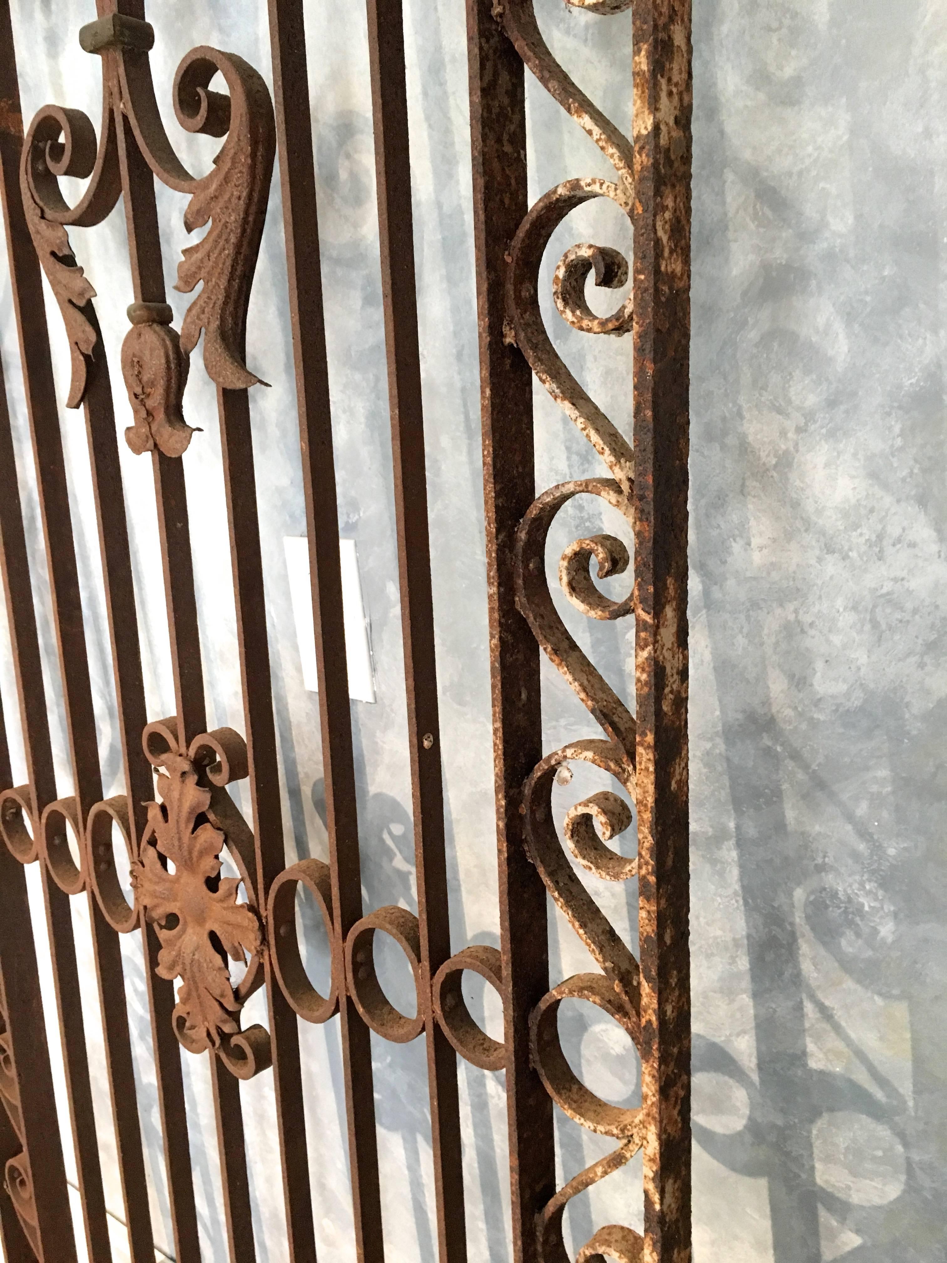 Hand-Crafted Very Tall 19th Century French Wrought Iron Gate