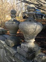 Pair of Titanic Carved Stone Finials, circa 1890s