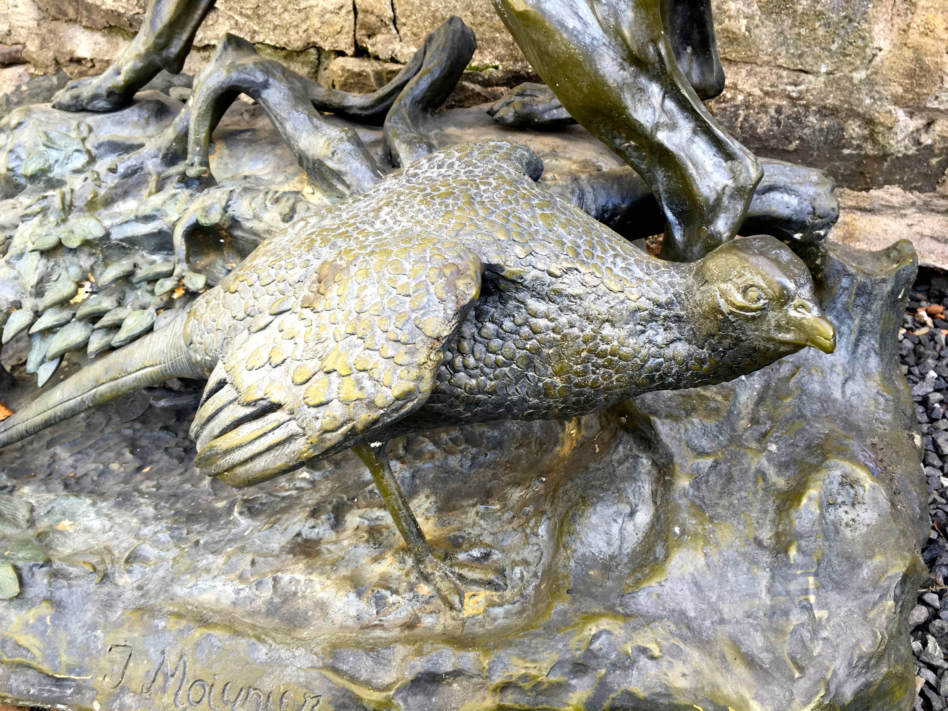 20th Century Bronze Re-Cast of Pointer Dog and Pheasant Sculpture after Jules Moigniez