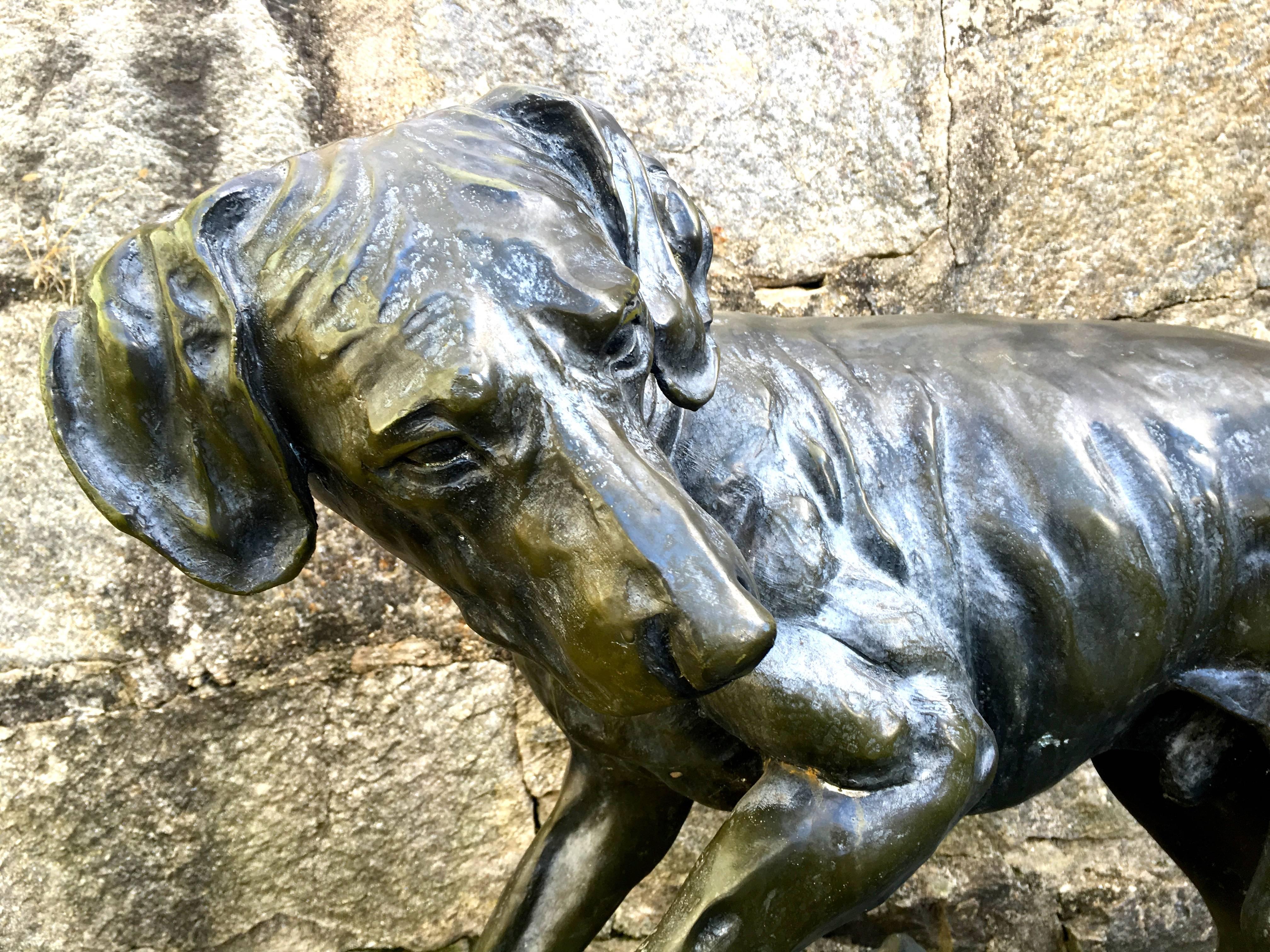 Bronze Re-Cast of Pointer Dog and Pheasant Sculpture after Jules Moigniez In Excellent Condition In Woodbury, CT