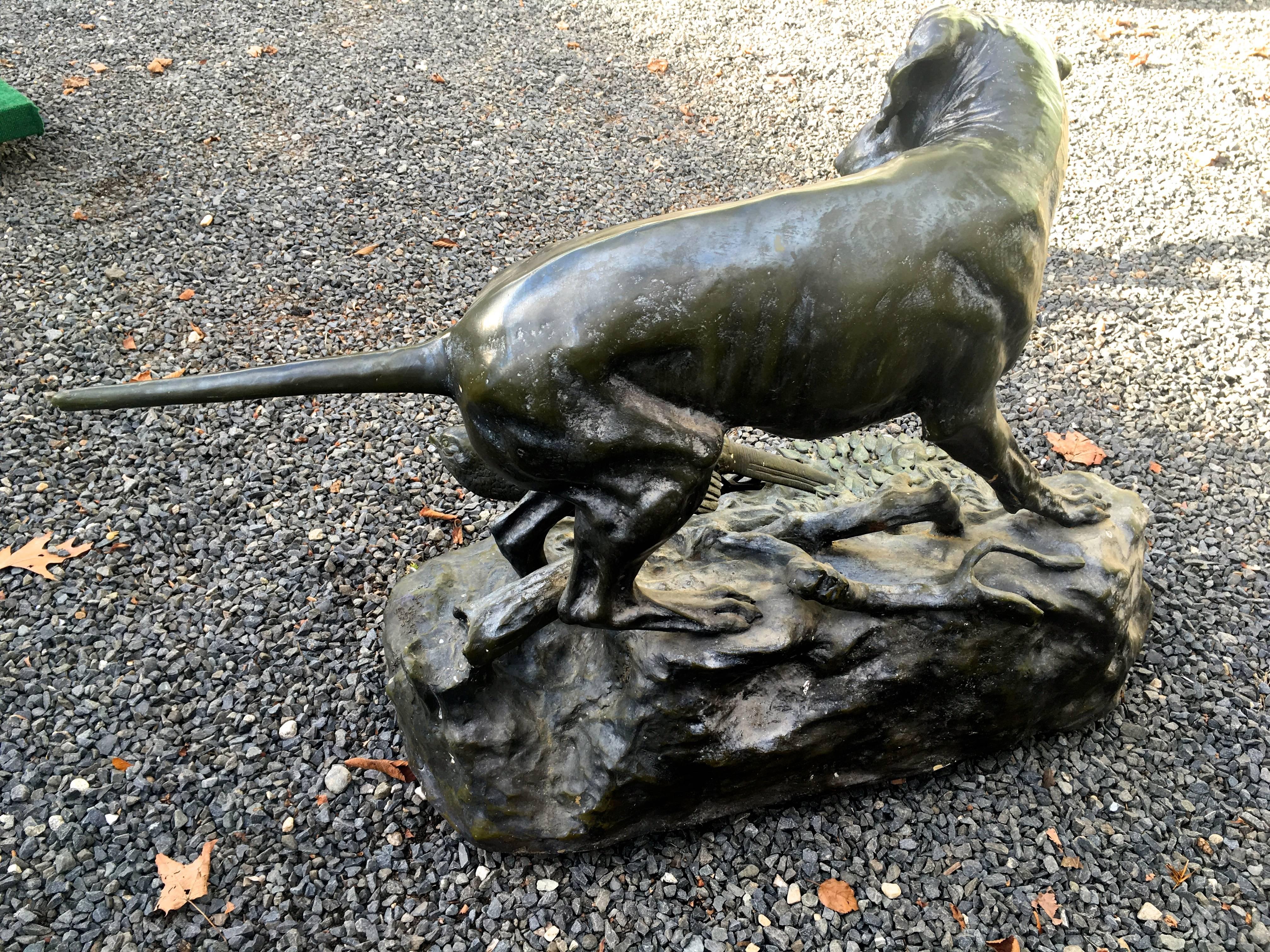 Bronze Re-Cast of Pointer Dog and Pheasant Sculpture after Jules Moigniez 2
