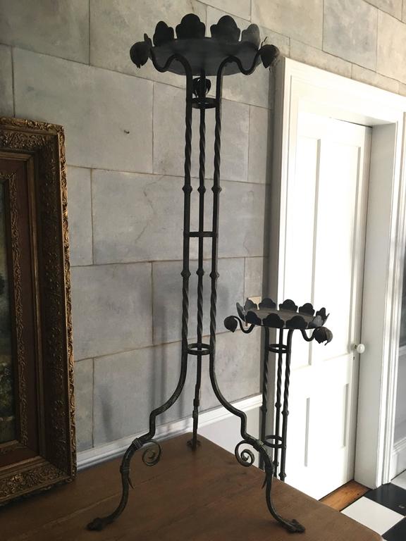 Pair of Tall French 19th Century Wrought Iron Stands at 1stDibs