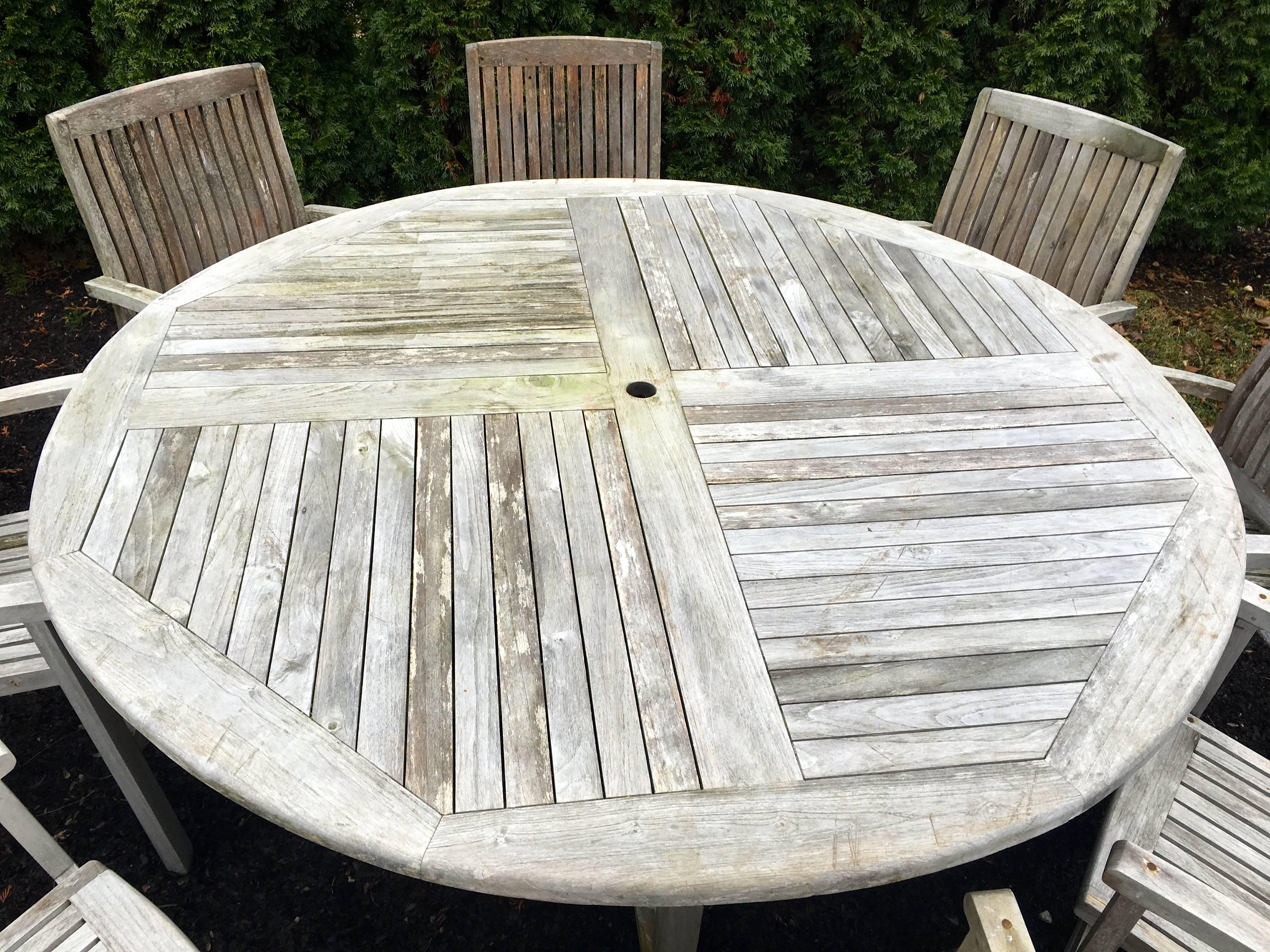 British English Teak Dining Set for Eight with Octagonal Table