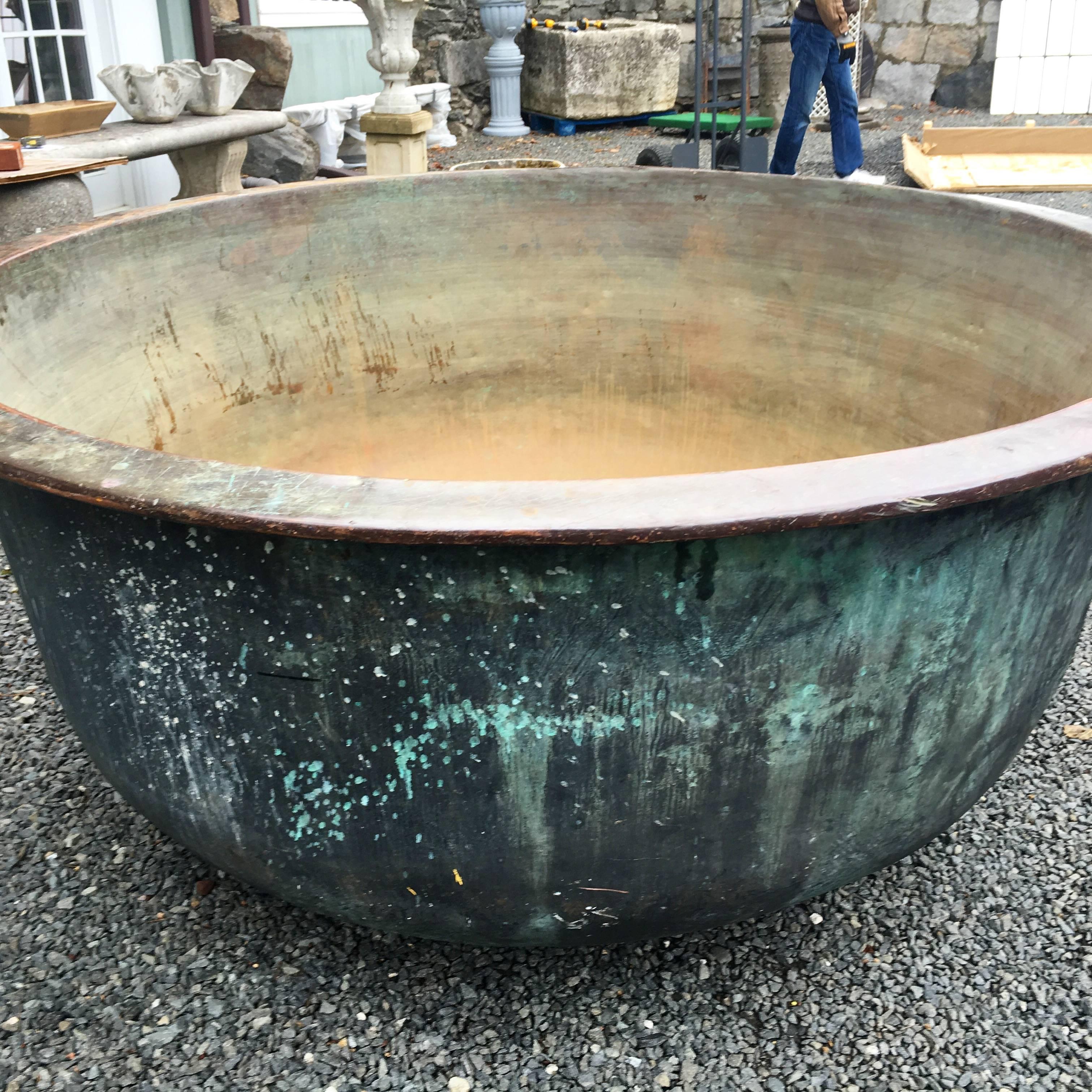 Hand-Crafted Large Copper Cheese Vat Planter #2, French, circa 1880