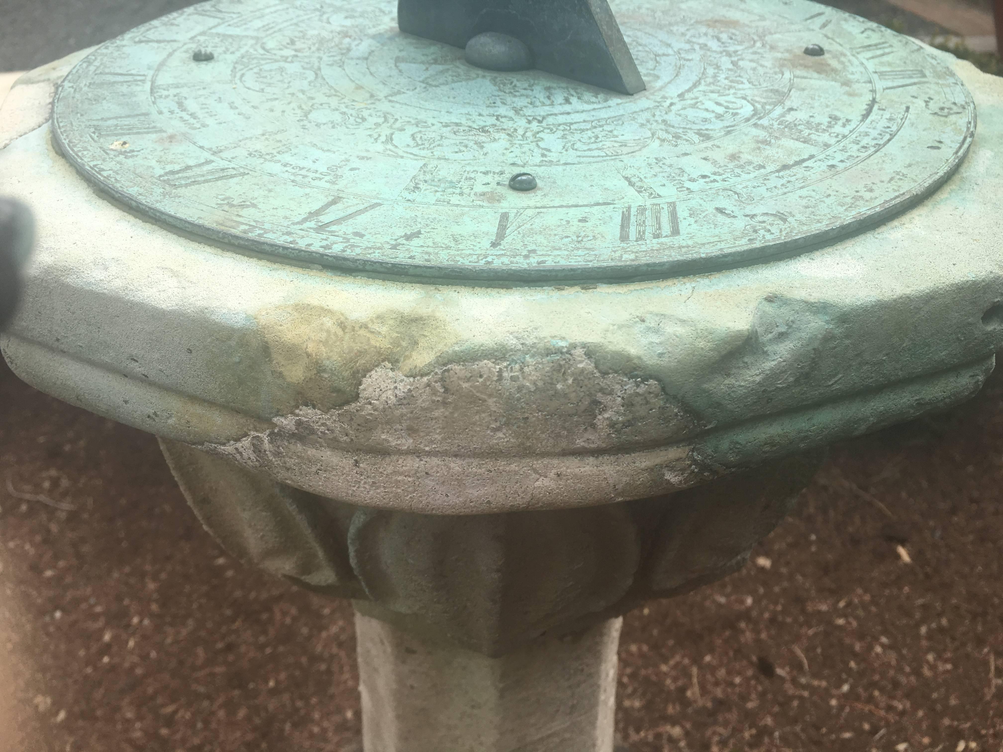 Large Carved Stone Arts and Crafts Sundial In Good Condition In Woodbury, CT