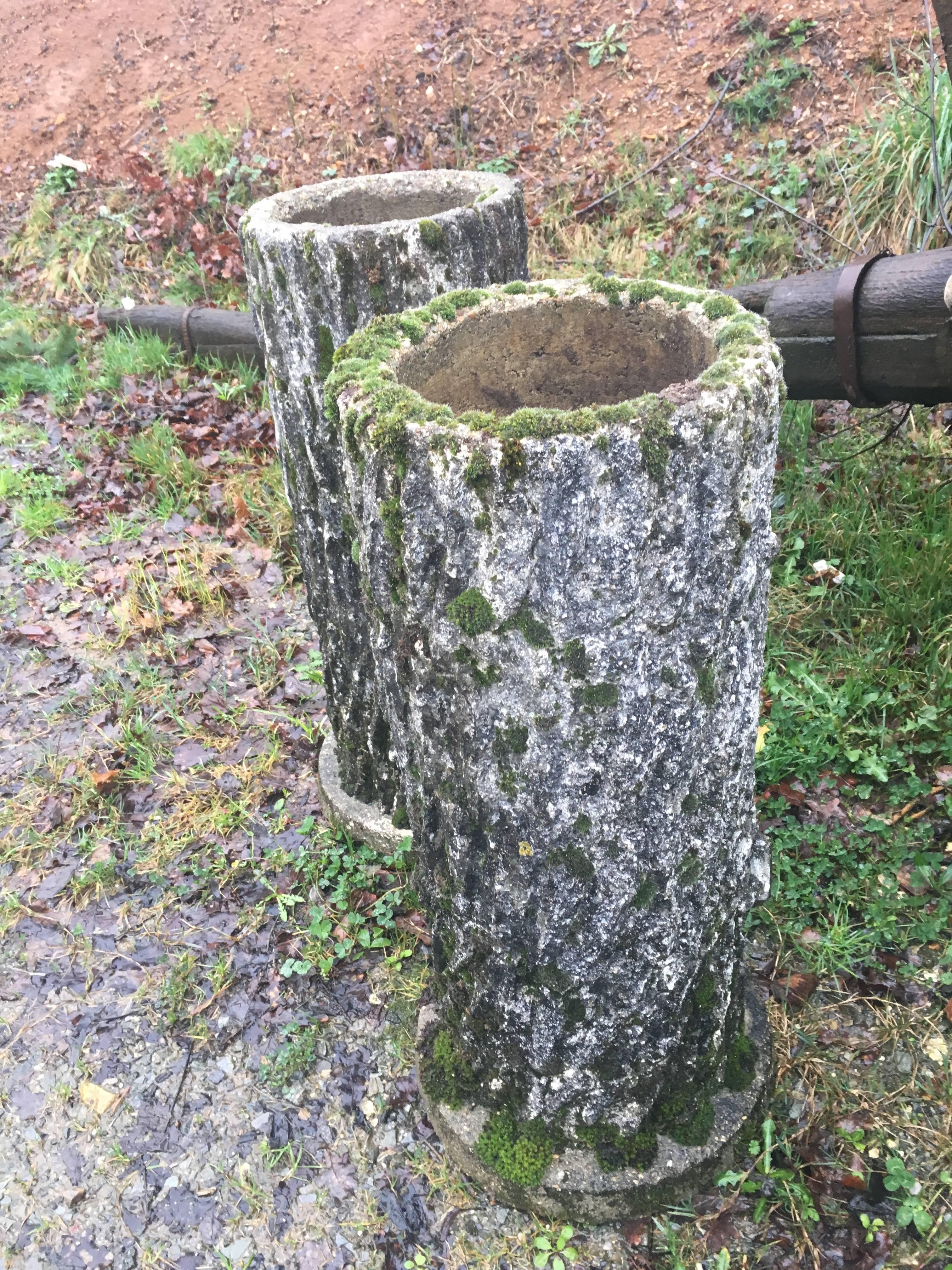 Pair of Tall Faux Bois Planters or Table Bases In Excellent Condition In Woodbury, CT