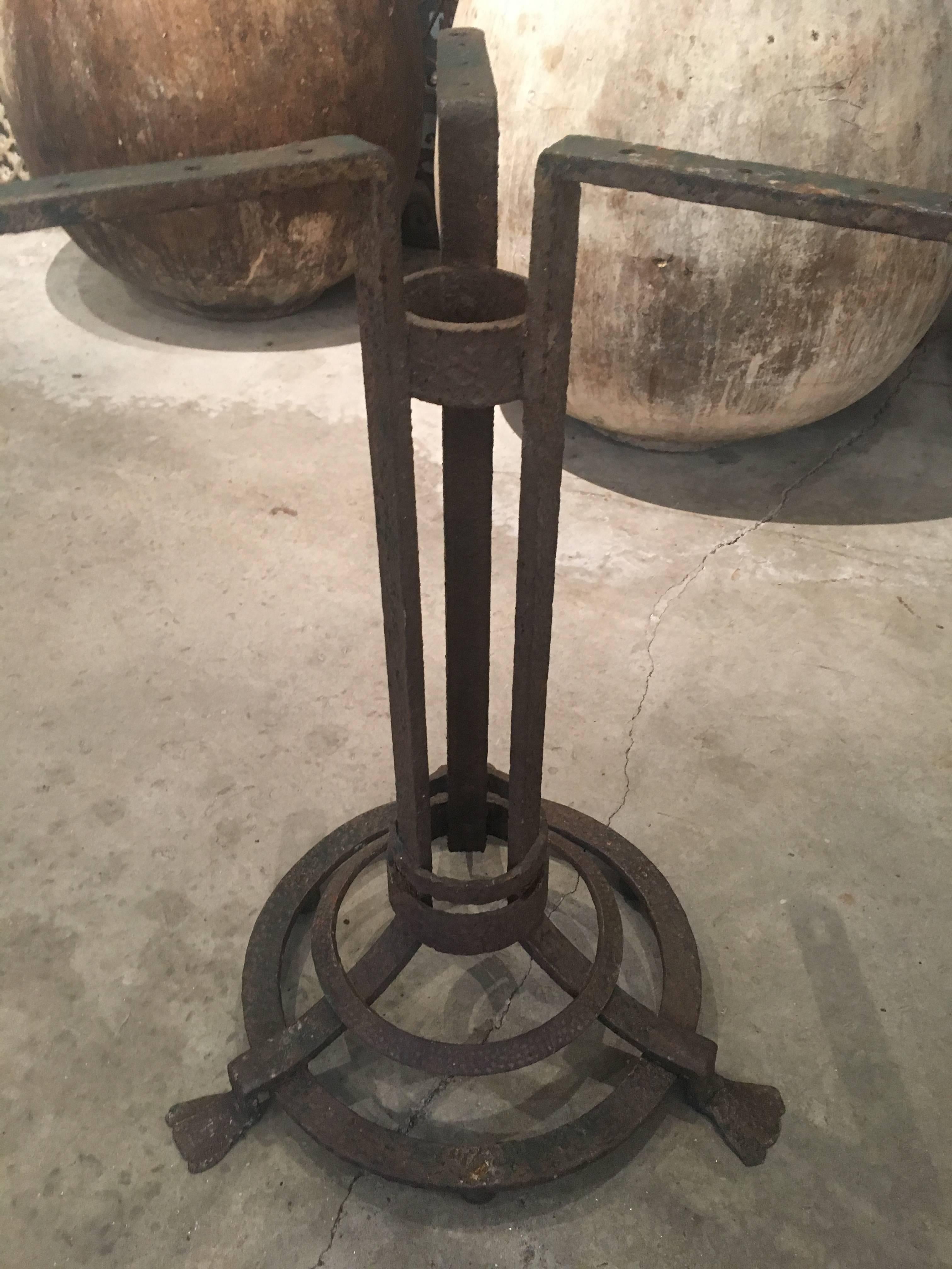 Pair of French Wrought Iron Gueridon Tables with Marble Tops 3