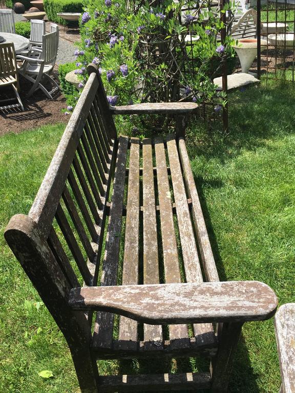 Pair Of English Painted Teak Garden Benches At 1stdibs Pair Of English Painted Teak Garden Benches For 2