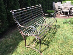 Charming English Wrought Iron Strap Bench