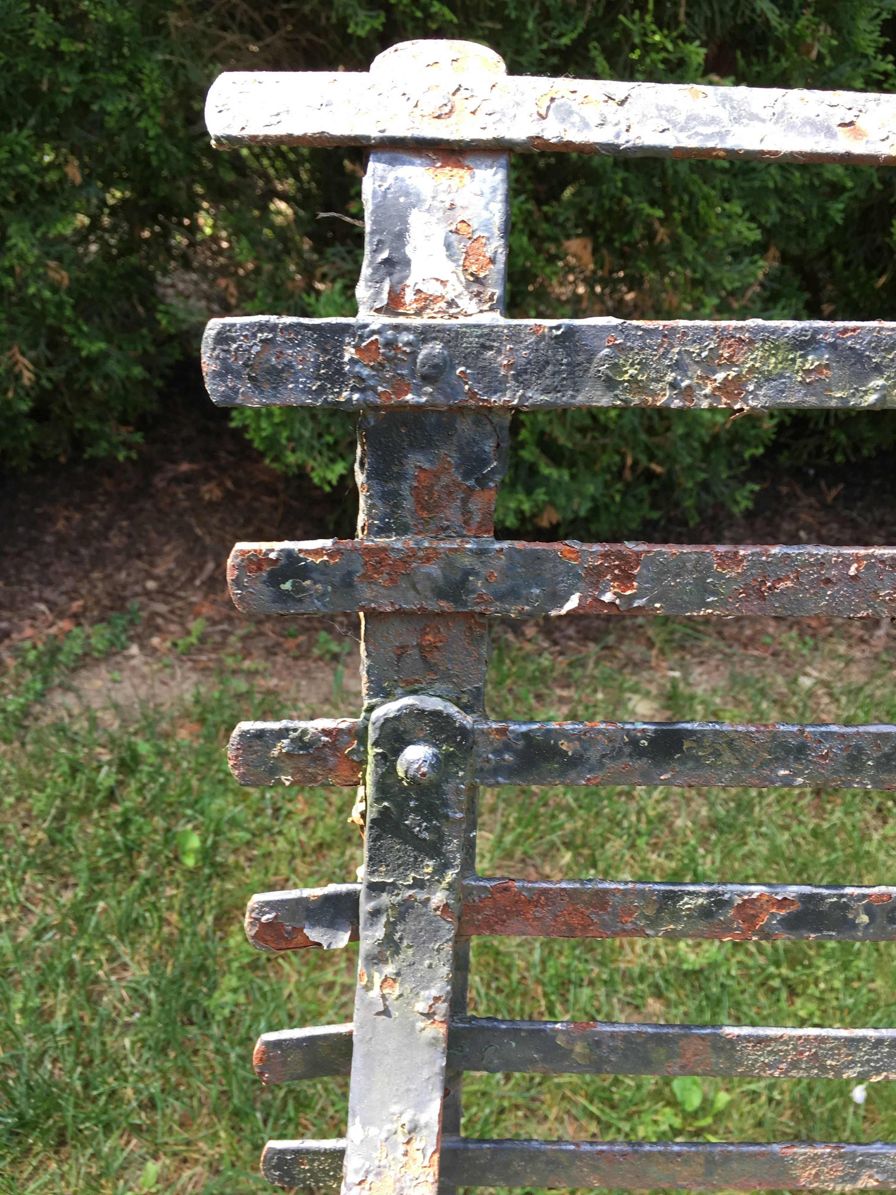 Charming English Wrought Iron Strap Bench 4