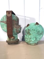 Two Verdigris Bronze Doll Head Molds
