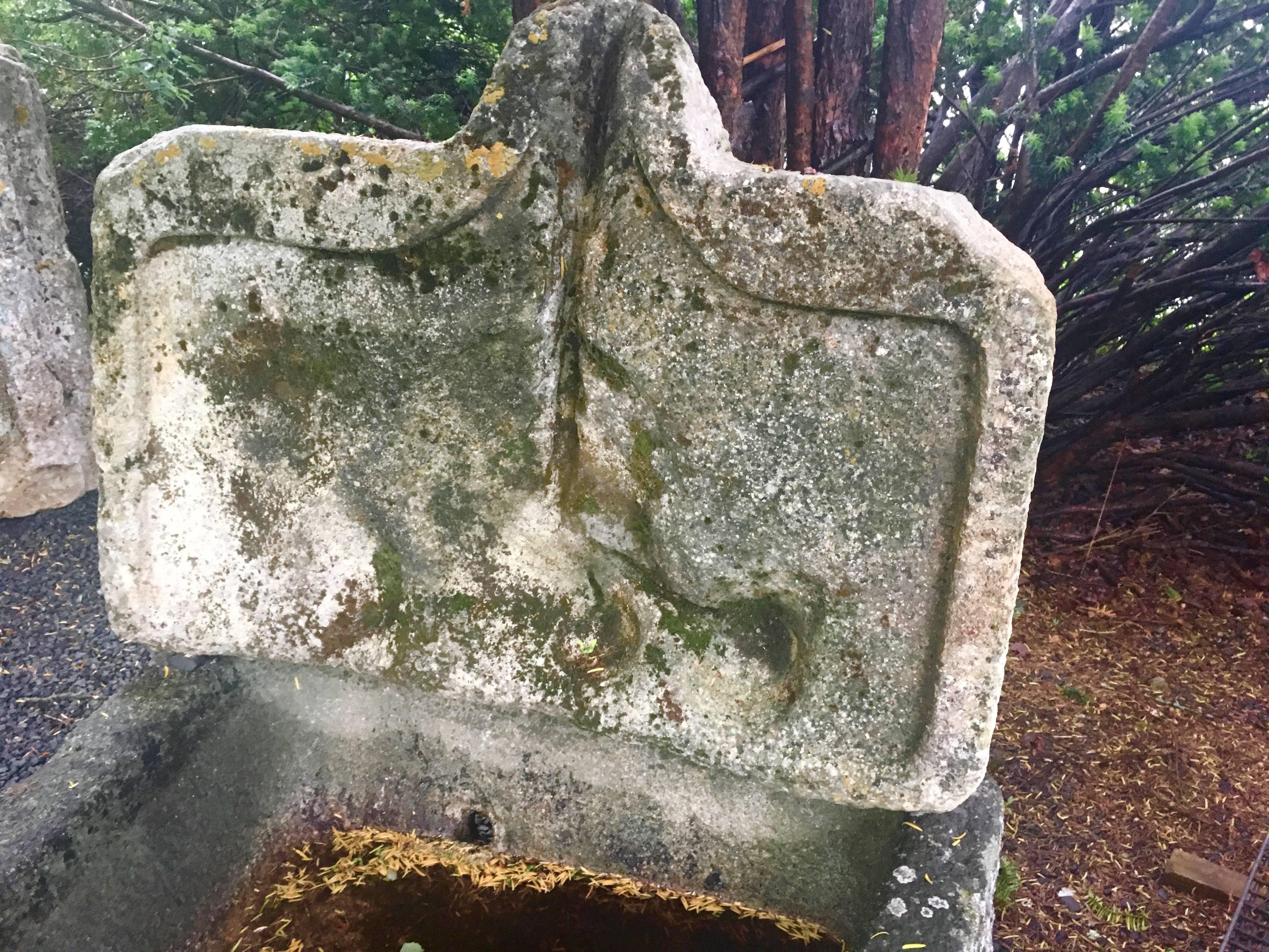 French 15th Century Hand-Carved Granite Trough with Fountain Backsplash 3