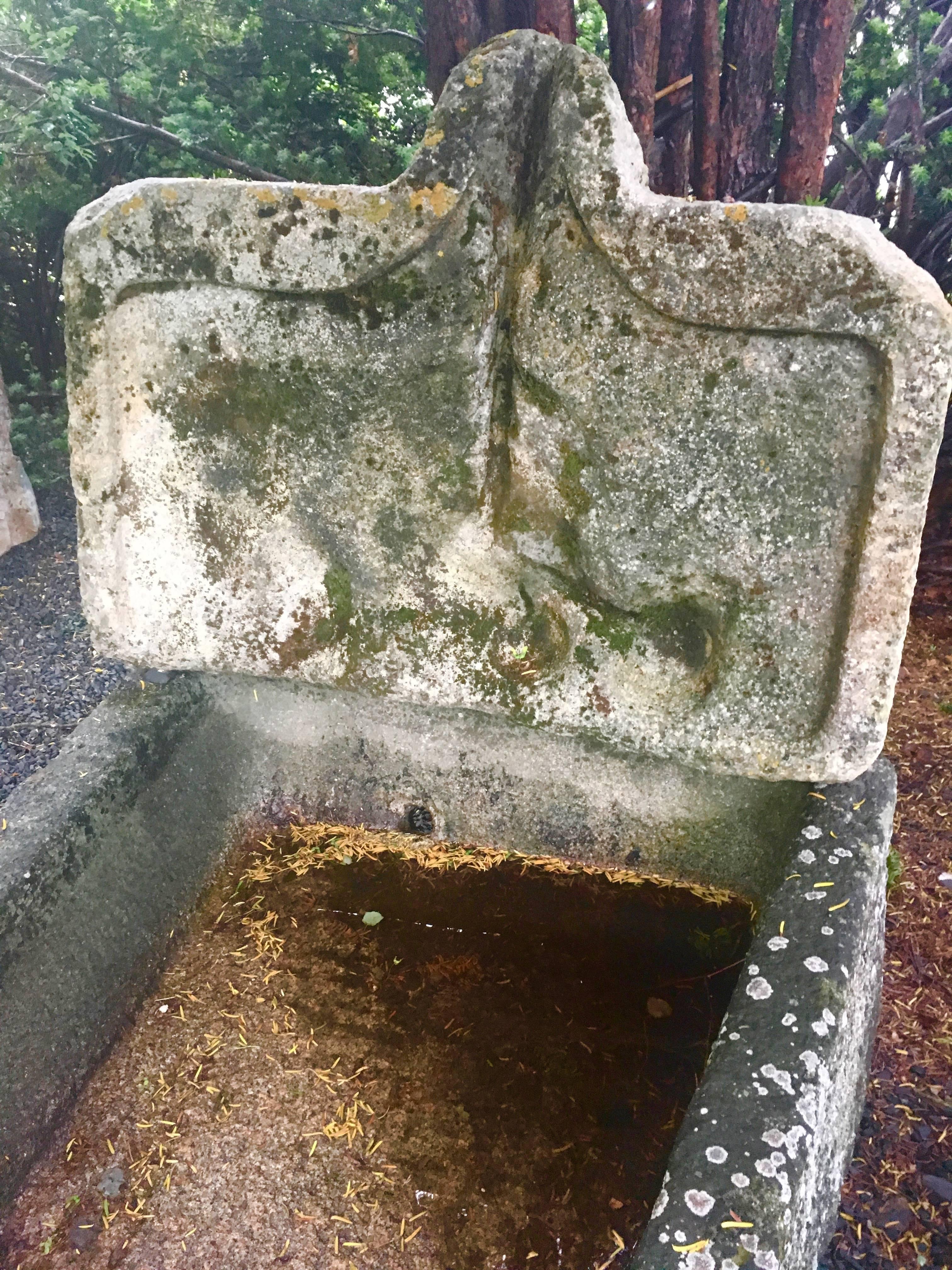 French 15th Century Hand-Carved Granite Trough with Fountain Backsplash 4