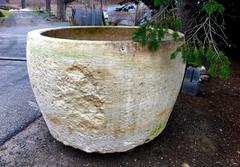 Enormous Round 19th Century French Hand-Carved Stone Trough