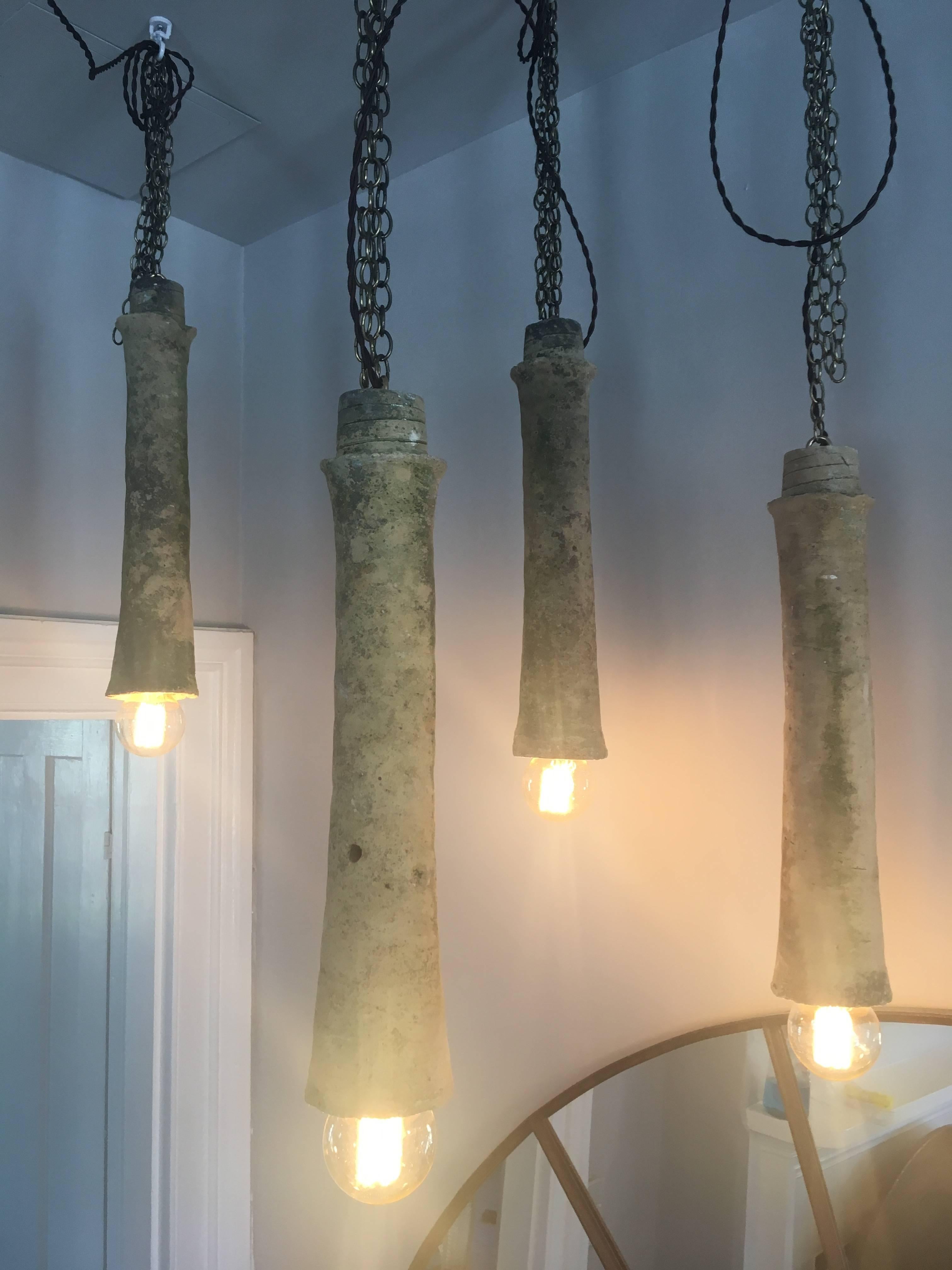 Seven 19th Century French Bisquit Terracotta Pendant Lights 5