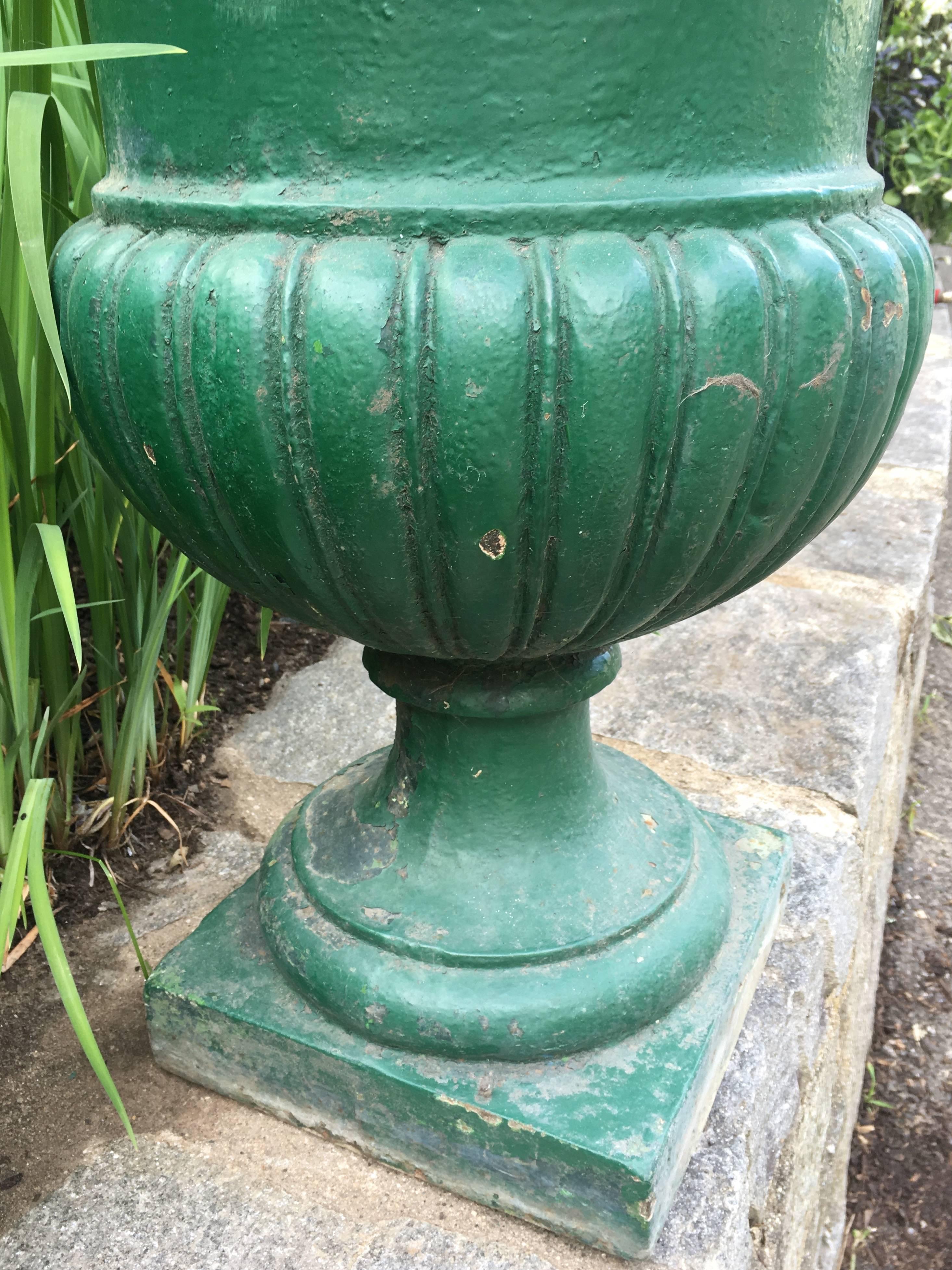 Large French 19th Century Cast Iron Campana Urn For Sale 1